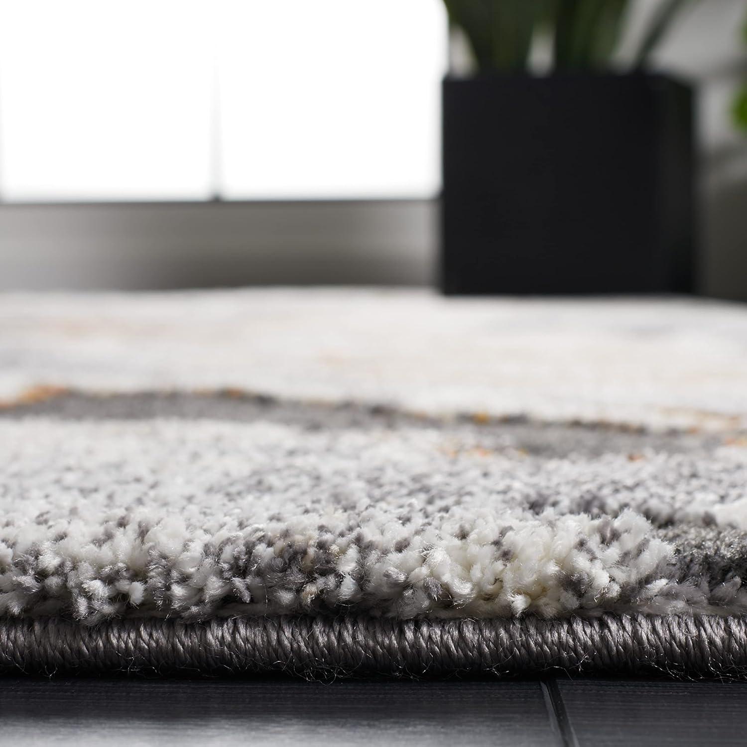 Cyrus Shag CYR121 Power Loomed Indoor Area Rug - Dark Grey/Orange - 6'7"x6'7" - Safavieh