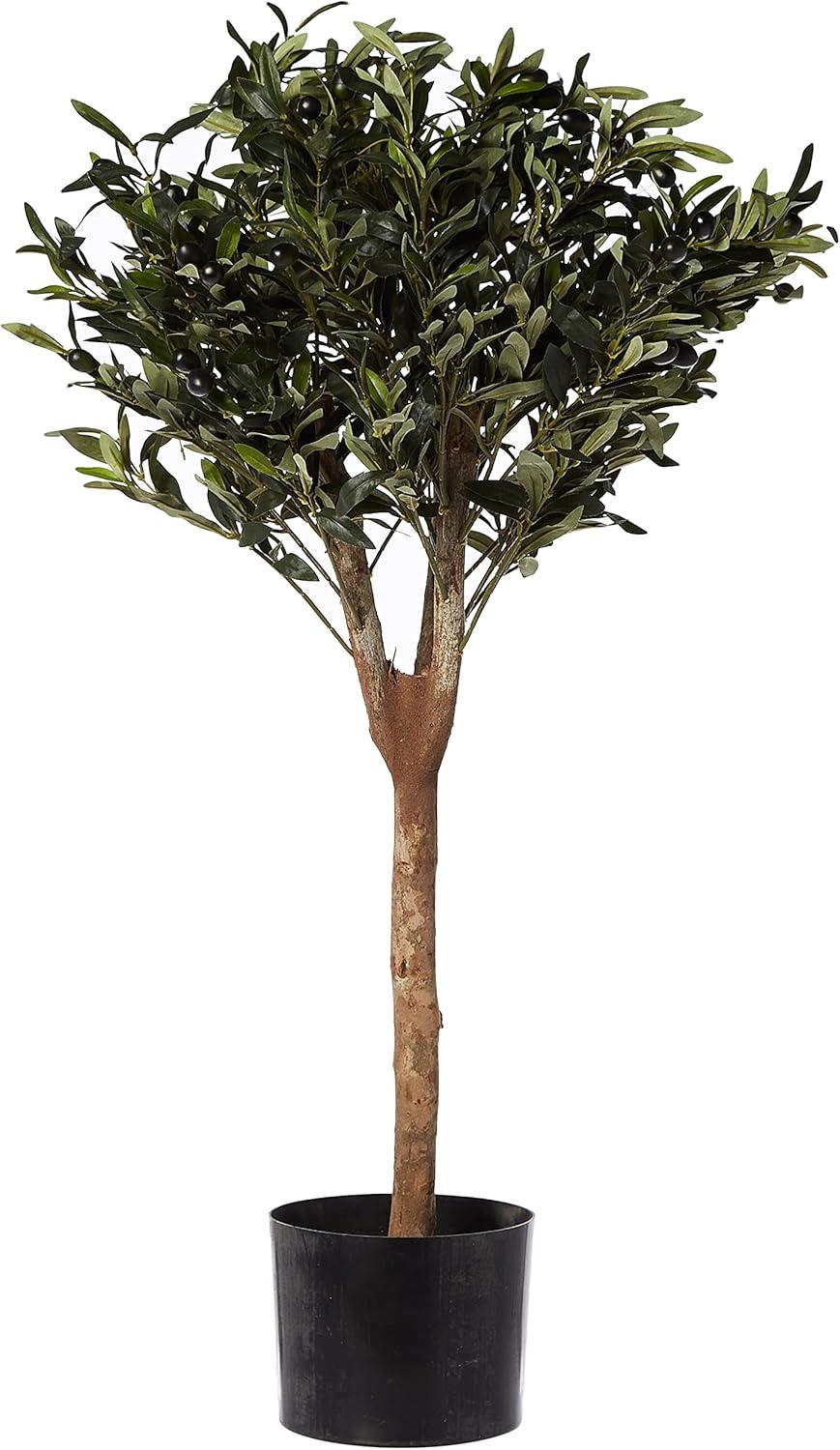 3.5ft Faux Olive Tree in Black Nursery Planter