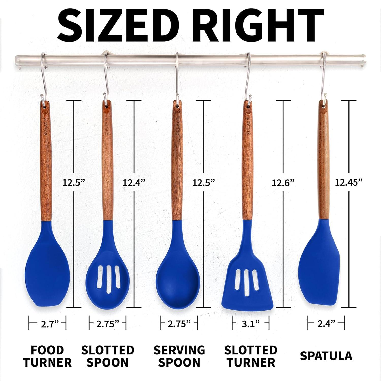Zulay Kitchen Zulay Kitchen 5 Piece Silicone Utensils Set With Authentic Acacia Wood Handles