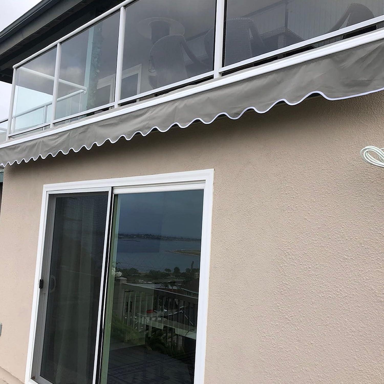 Motorized Retractable White Frame Patio Awning