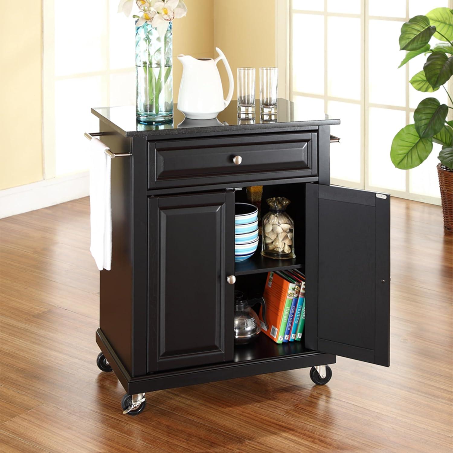 Compact Stainless Steel Top Kitchen Cart Mahogany - Crosley: Mobile Island with Storage & Towel Bars