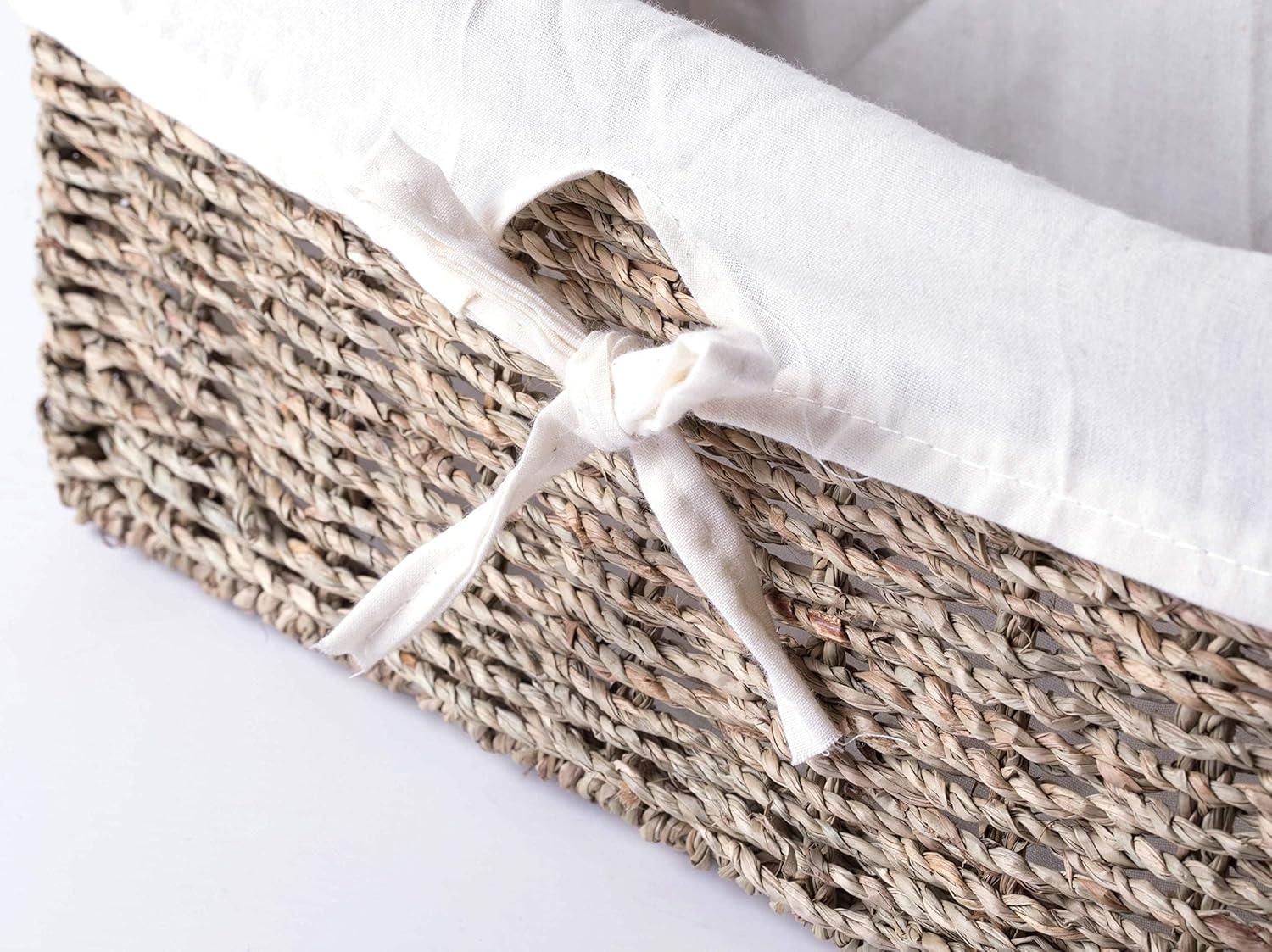 Vintiquewise Seagrass Shelf Basket Lined with White Lining