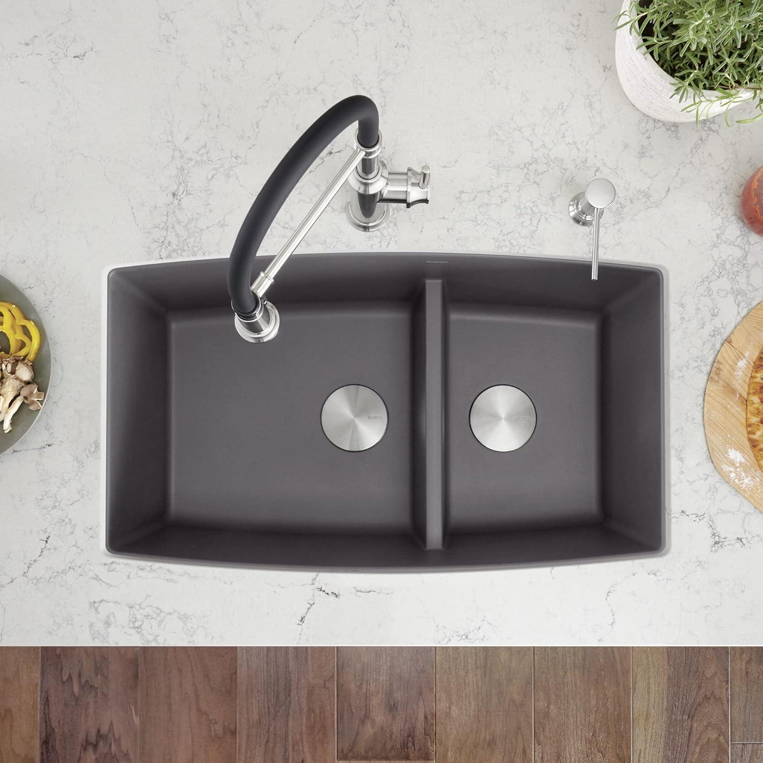 Performa SILGRANIT 33" L x 19" W Double Bowl Undermount Kitchen Sink