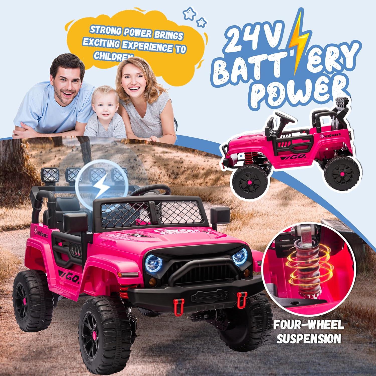 24V Pink 2-Seater Kids Ride-On SUV with Remote Control