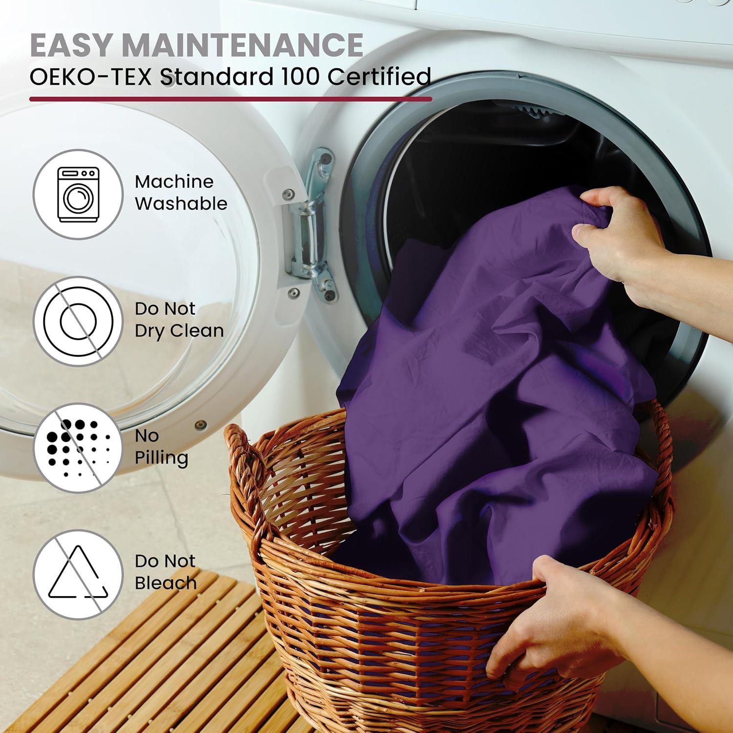 Twin 3 PC Piece Rayon From Bamboo Sheets Solid Deep Pocket Sheet Set - Purple