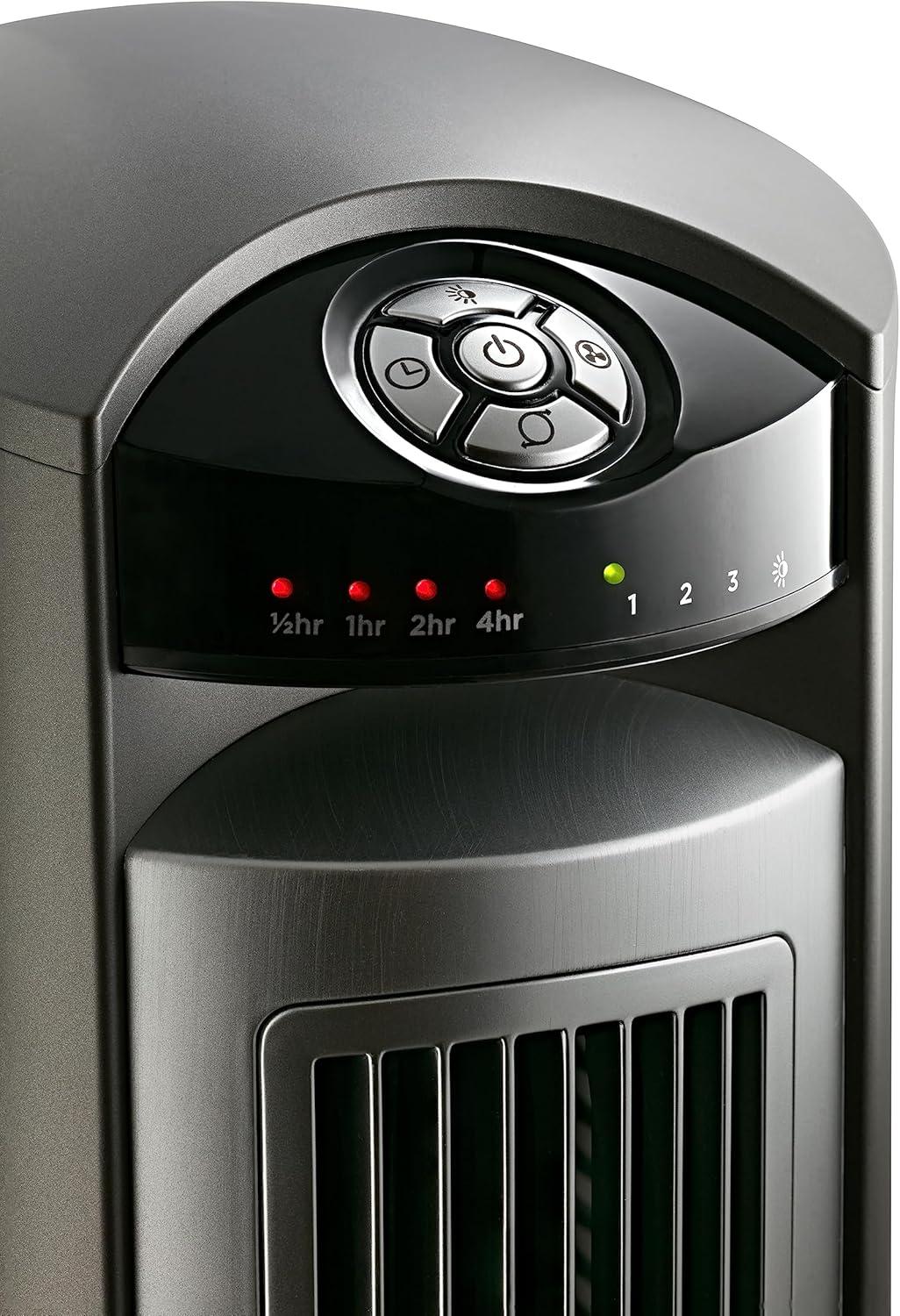 Lasko Wind Curve 42” 3-Speed Remote Controlled Oscillating Tower Fan, Silver, T42951 New
