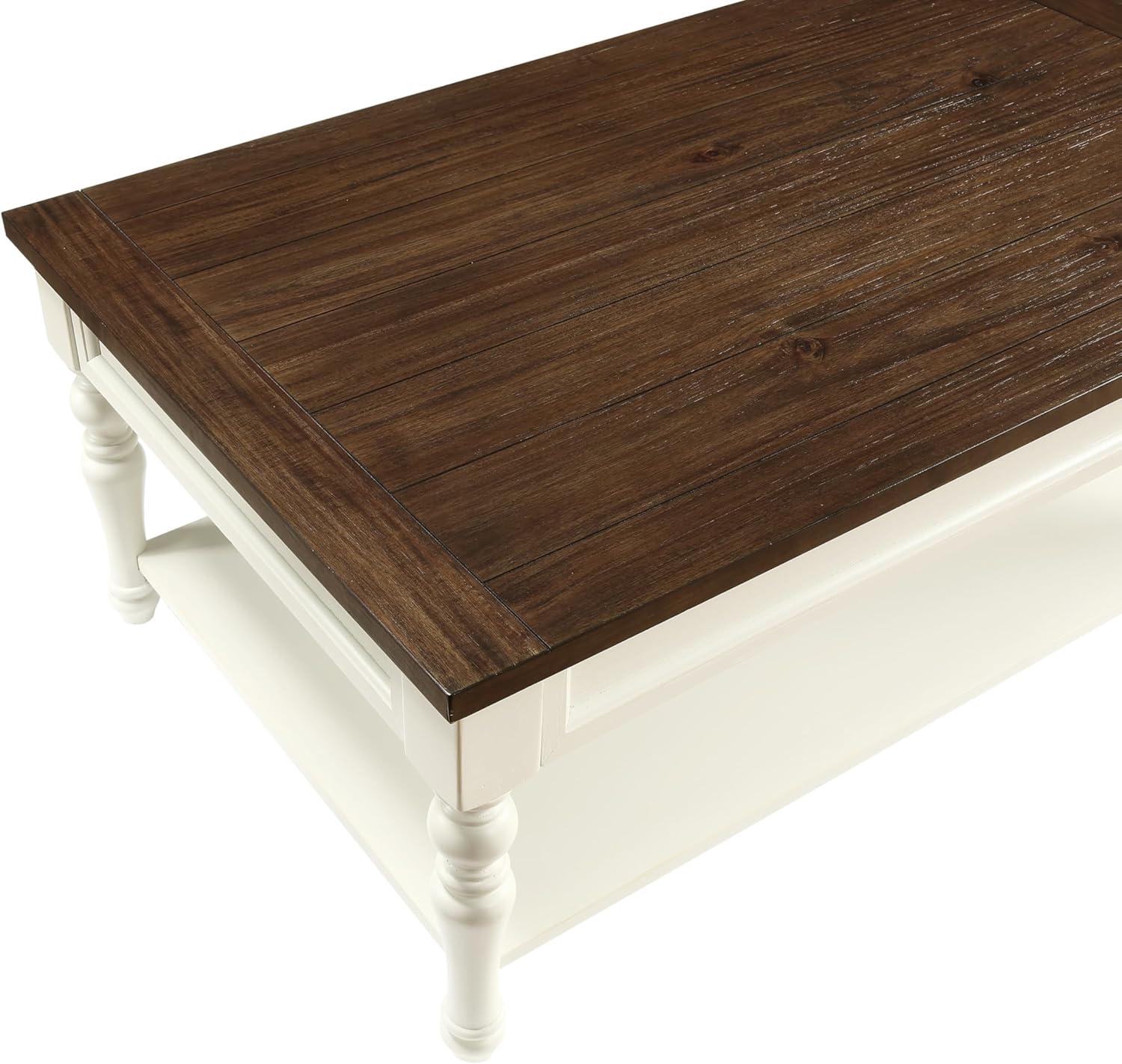 Steve Silver Co. Joanna Coffee Table Ivory/Mocha : Farmhouse Style, Rubberwood Frame, MDF Veneer Top