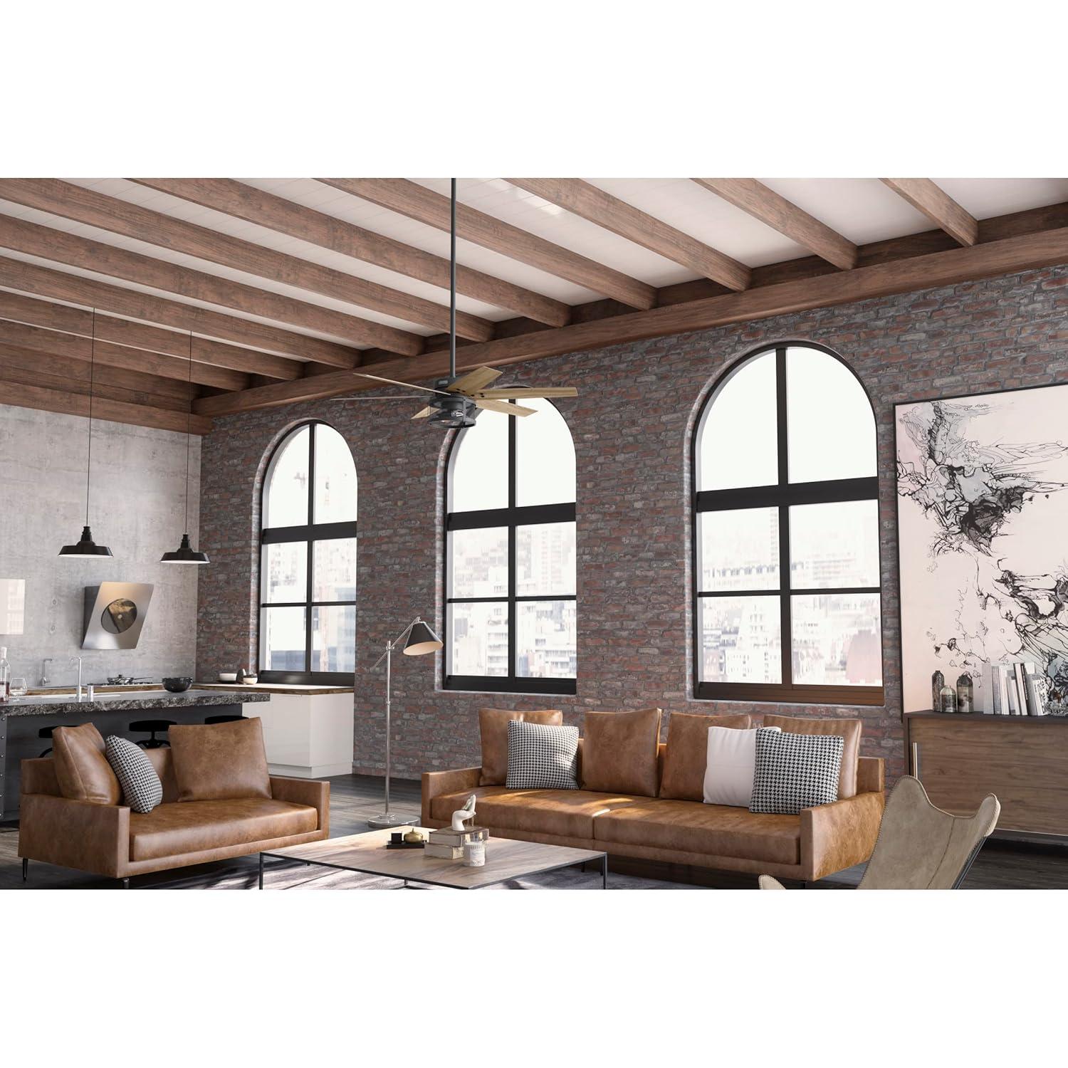 52" Houston 6 - Blade Ceiling Fan With LED Light Kit And Handheld Remote