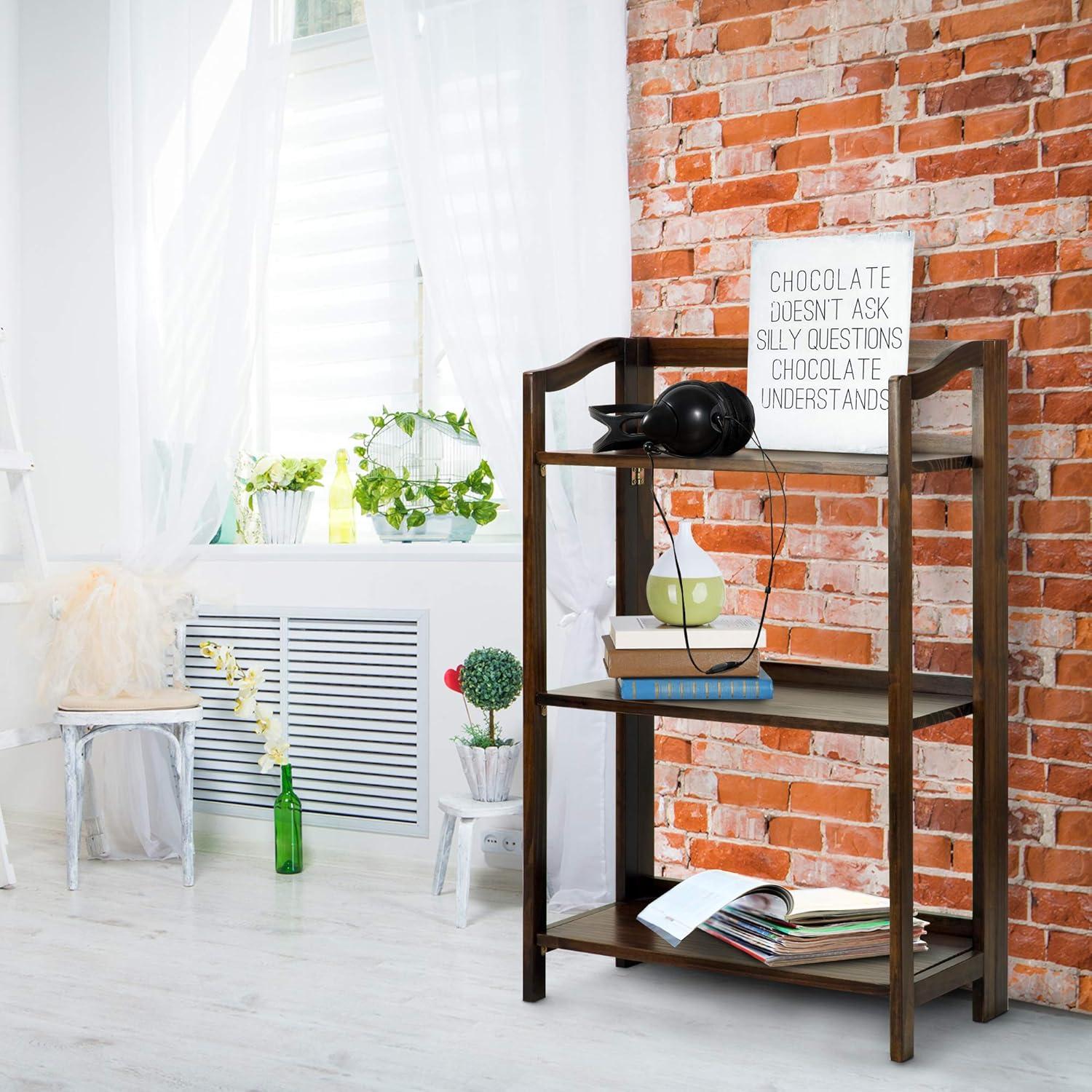 Casual Home Stratford 3-Shelf Folding Bookcase-Warm Brown