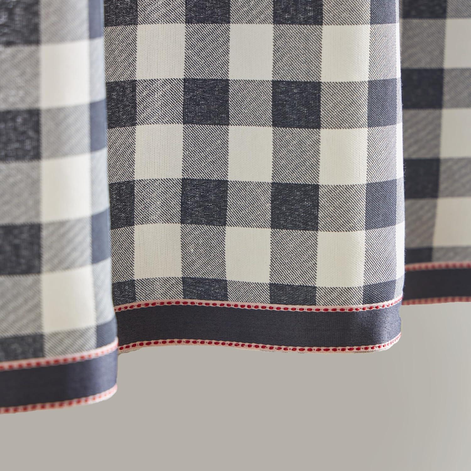 Chickens Light Filtering Rod Pocket Kitchen Curtain Valance and Tiers Set in Navy/White