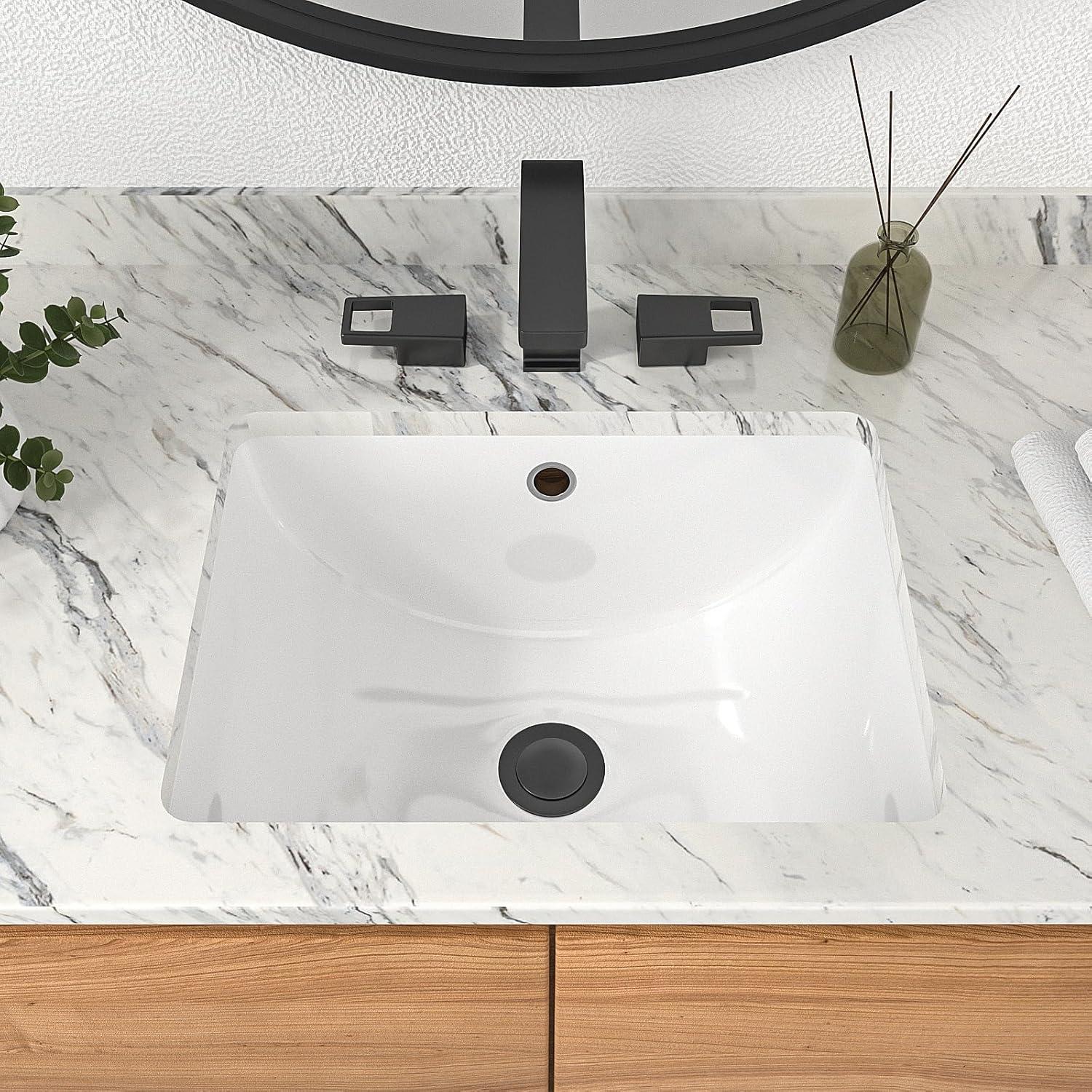 18'' White Ceramic Rectangular Undermount Bathroom Sink