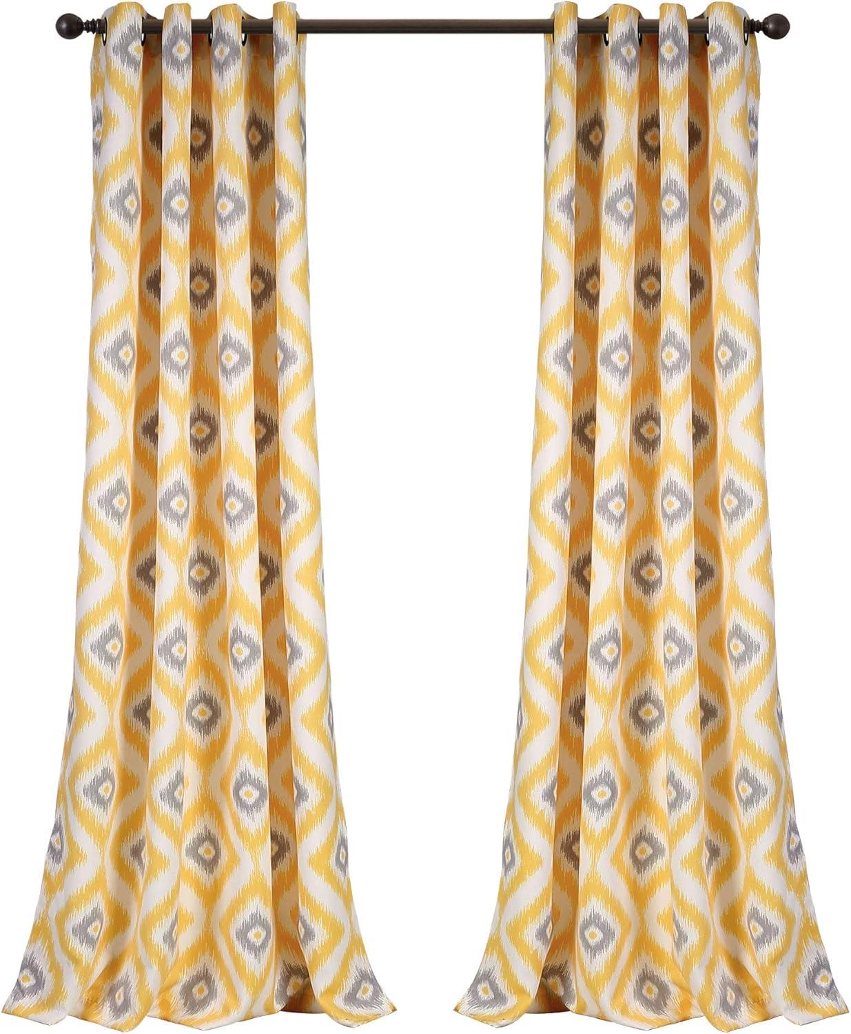 Lush Decor Diamond Ikat Polyester Semi Sheer Curtain Pair (Set of 2)