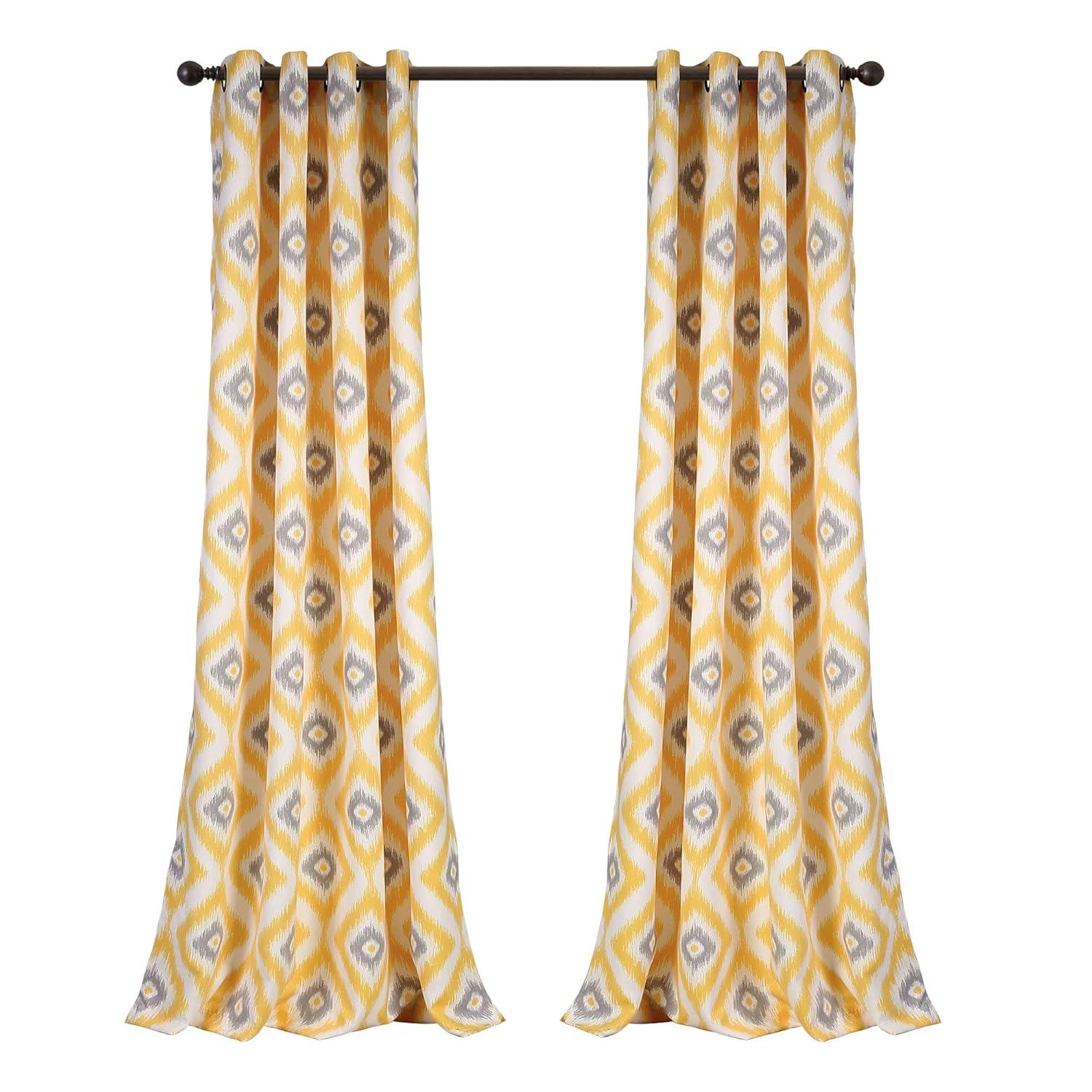 Lush Decor Diamond Ikat Polyester Semi Sheer Curtain Pair (Set of 2)