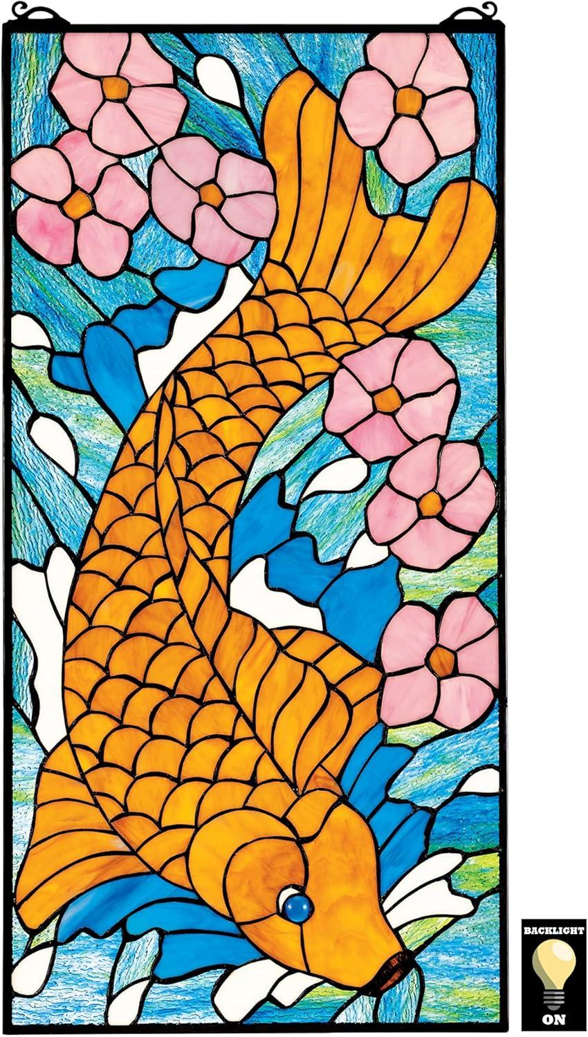 Design Toscano Asian Koi Stained Glass Window Panel