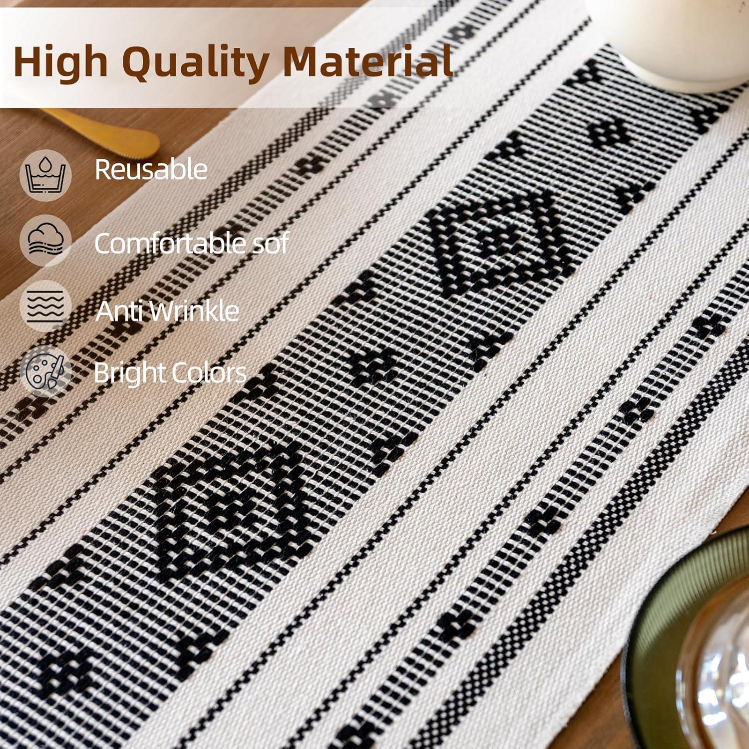 Oveesha Boho Cotton Woven Table Runner With Tassels