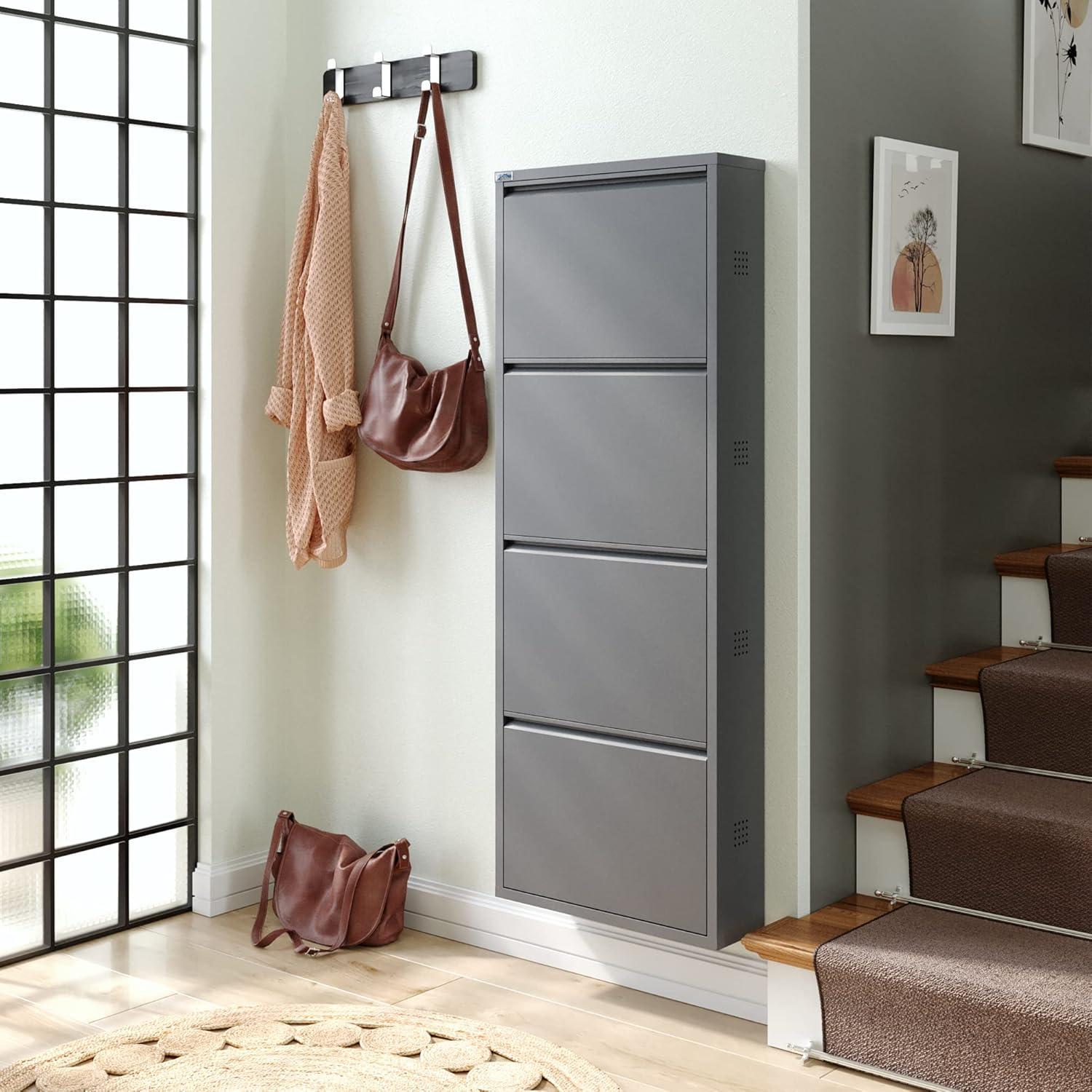 CEHA USA Antibacterial 4 Tier metal shoe cabinet side holes