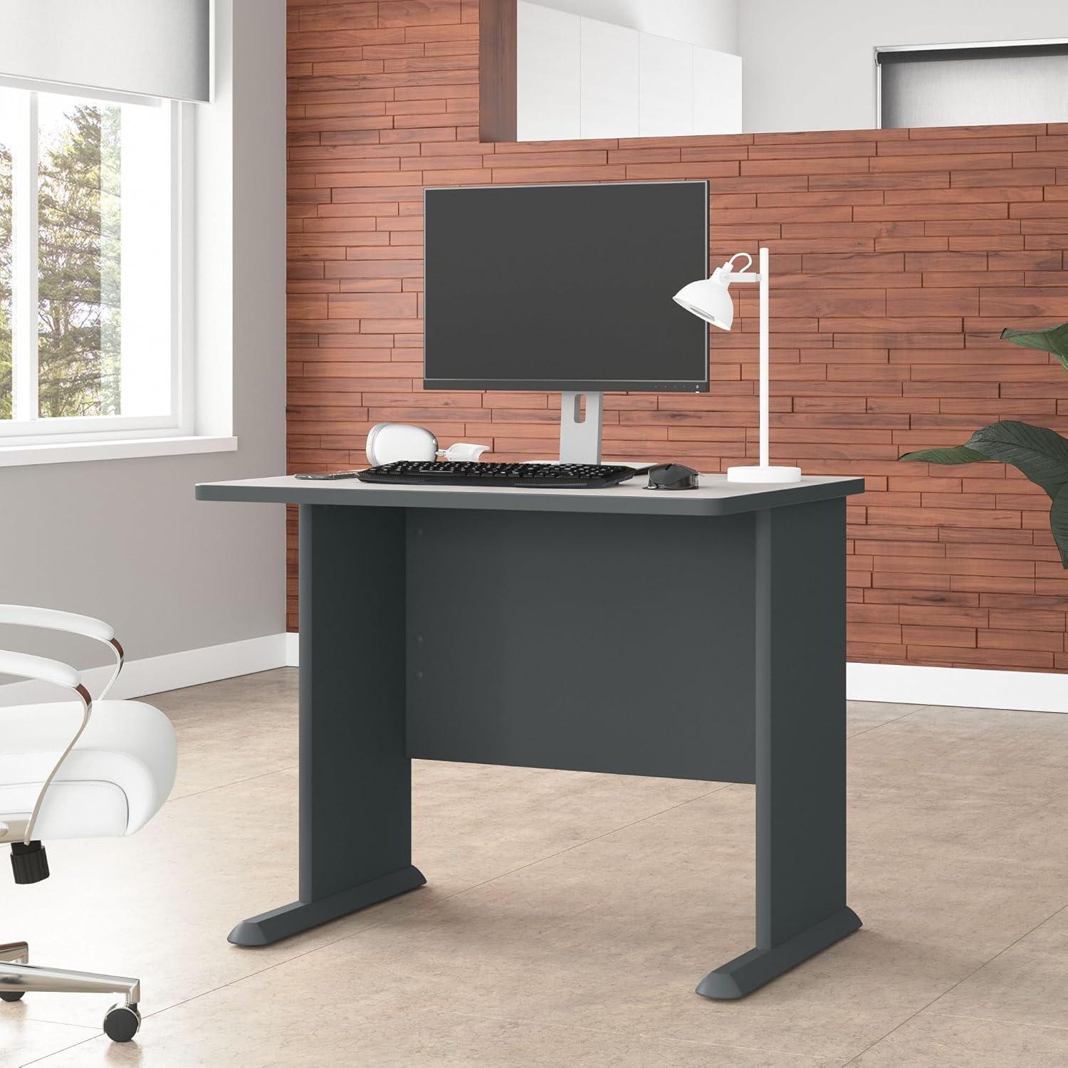 Series A 36W Office Desk in Slate and White Spectrum - Engineered Wood