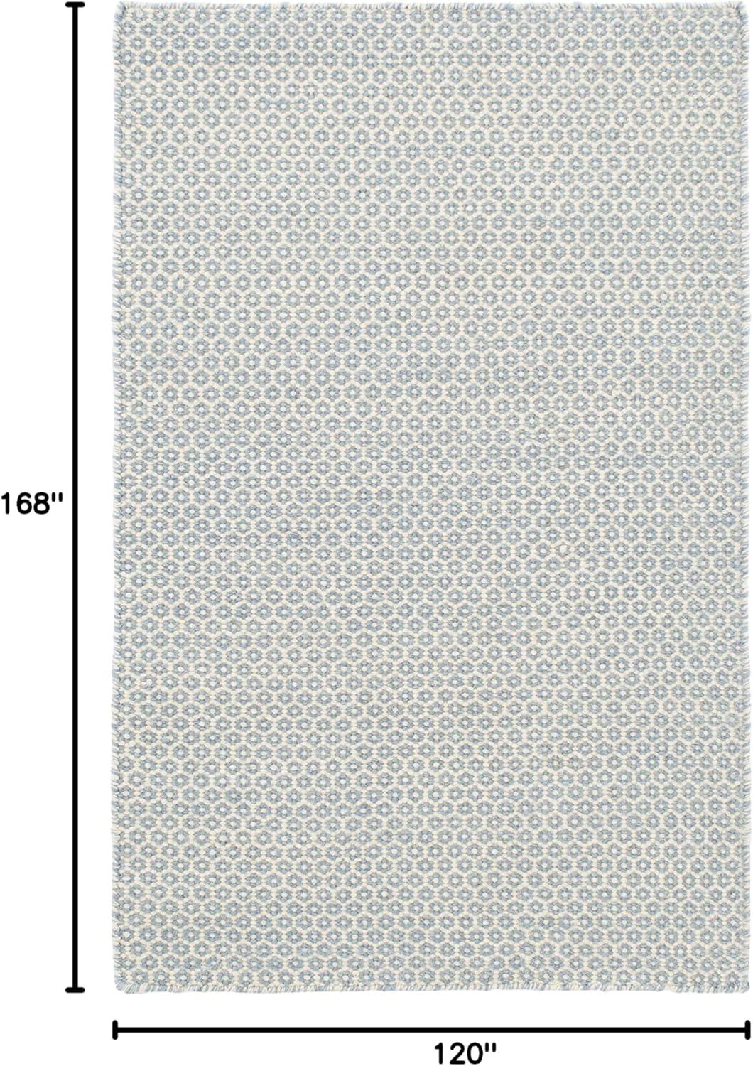Honeycomb French Blue/Ivory Handwoven Wool Rug