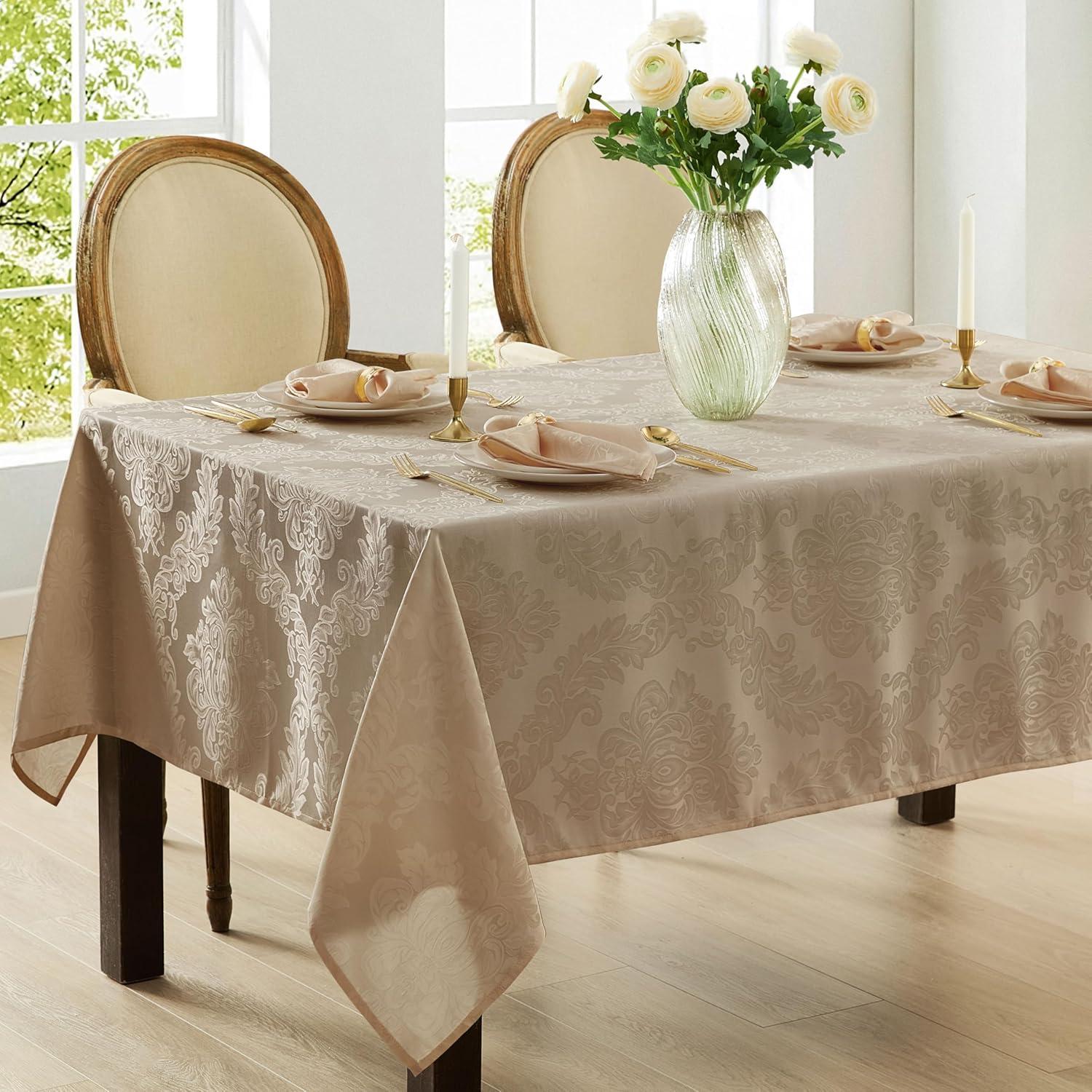 Ophelia & Co. Burchfield Solid Floral Jacquard Damask Polyester Tablecloth