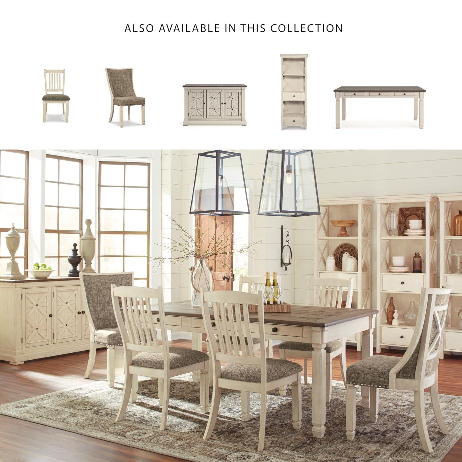 Signature Design by Ashley Bolanburg Modern Farmhouse Upholstered Dining Chair, Set of 2, Brown