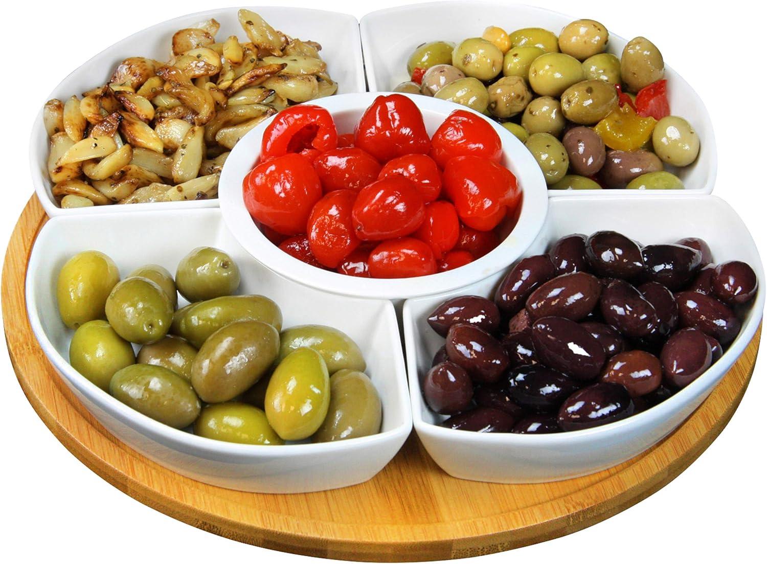 6pc Stoneware Beautiful Party Serving Set White - Elama: Entertaining Serveware & Condiment Bowls