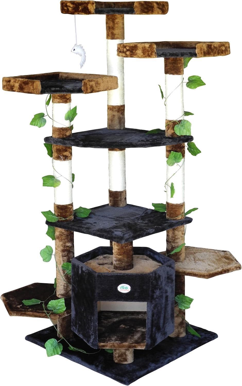 Go Pet Club 67" Forest Cat Tree with Leaves F2091 - Black/Brown