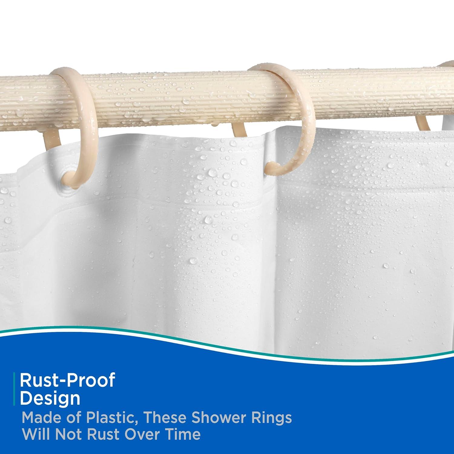 Kenney Wayfair Basics Smooth Shower Rings Round Plastic Shower Curtain Rings (Set of 12)