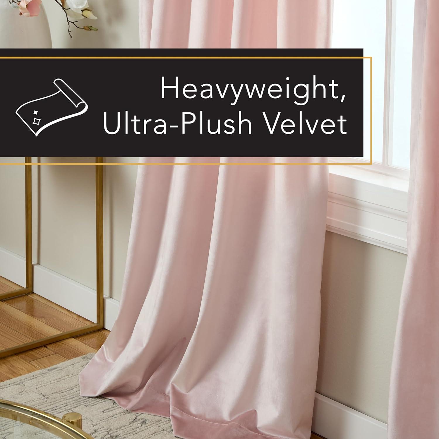 Set Of 2 Velvet Pinch Pleated Light Filtering Window Curtain Panels - Exclusive Home