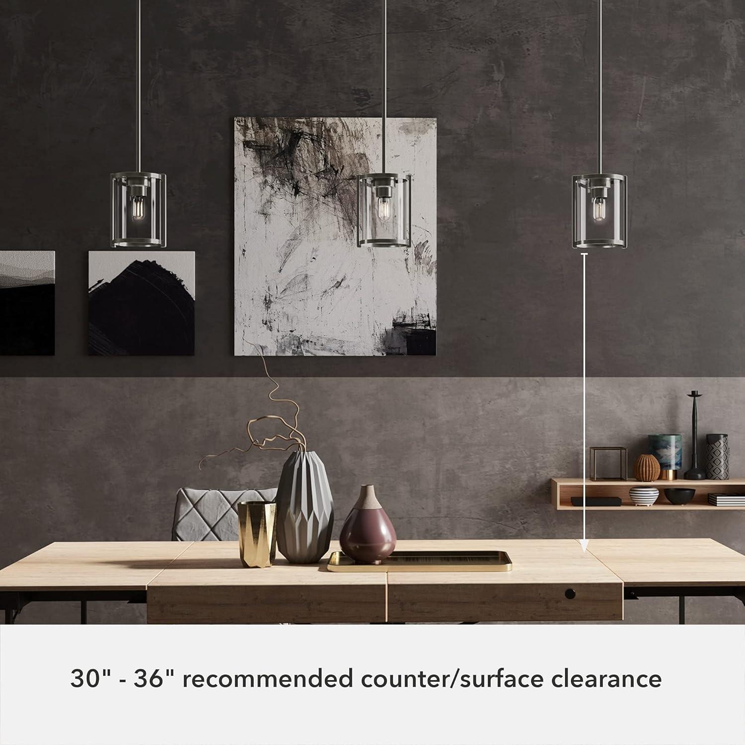 Astwood Clear Glass Mini Pendant Ceiling Light Fixture Silver - Hunter Fan: UL Listed, Adjustable Height