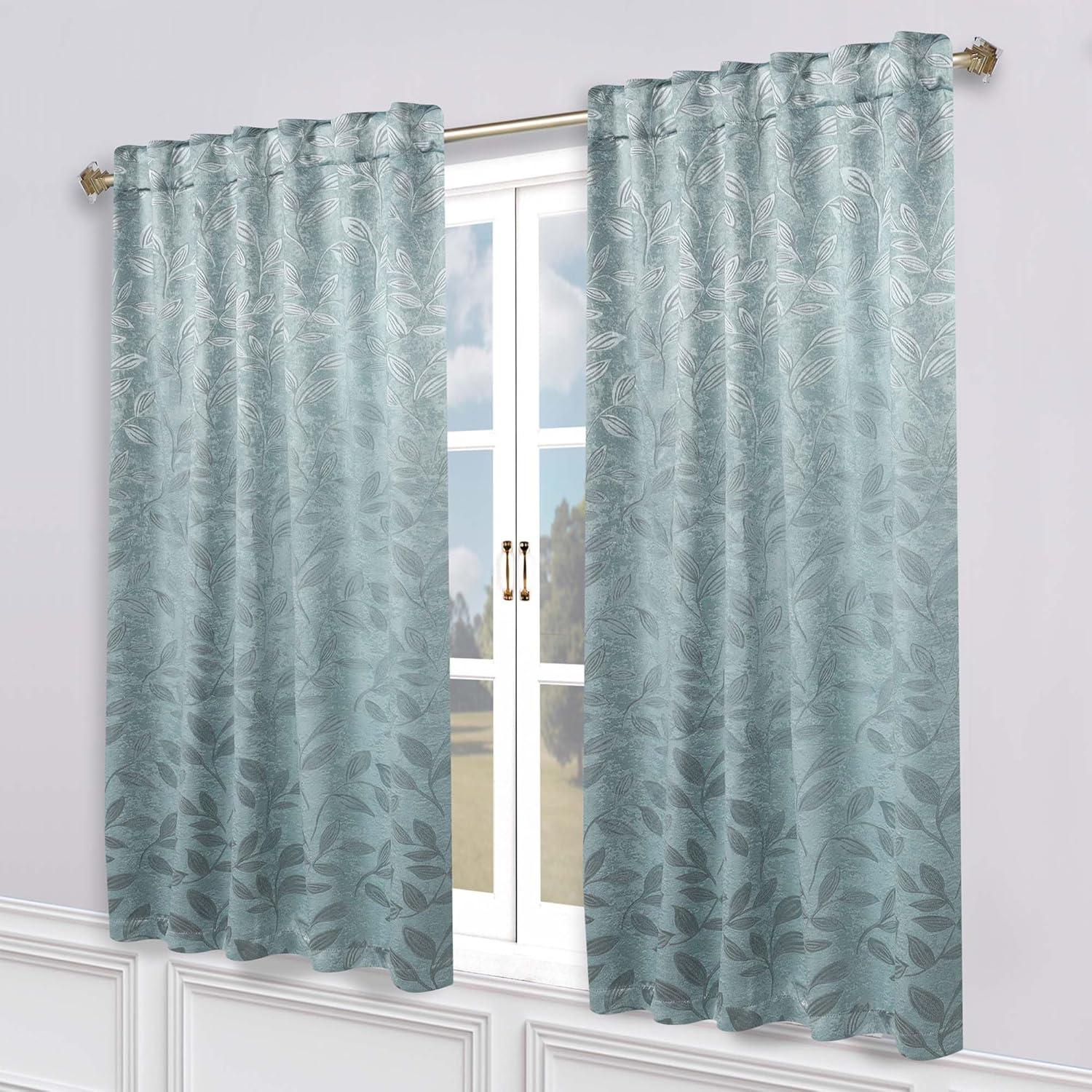 Superior Leaves Machine Washable Room Darkening Blackout Curtains With Back Tabs by Superior (Set of 2)