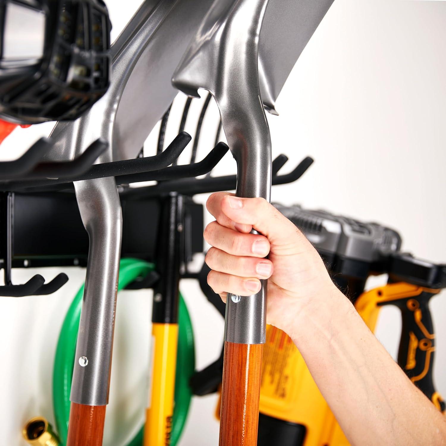 RaxGo Tool Storage Rack, 8 Piece Wall Mounted Garage Organizer for Broom, Mop, Rake Shovel & Tools