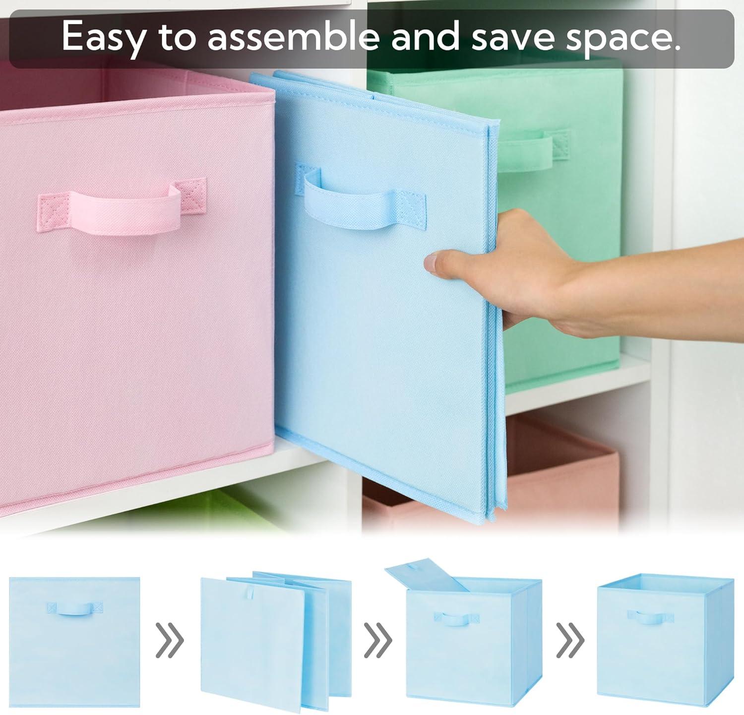 GRANNY SAYS 11 Inch Cube Storage Bins, Colorful Cube Storage Organizer, Fabric Storage Bins, Storage Cubes for Shelves, Closet, Toy Storage Bins for Kids Room, Play Room, Colour, 6-Pack