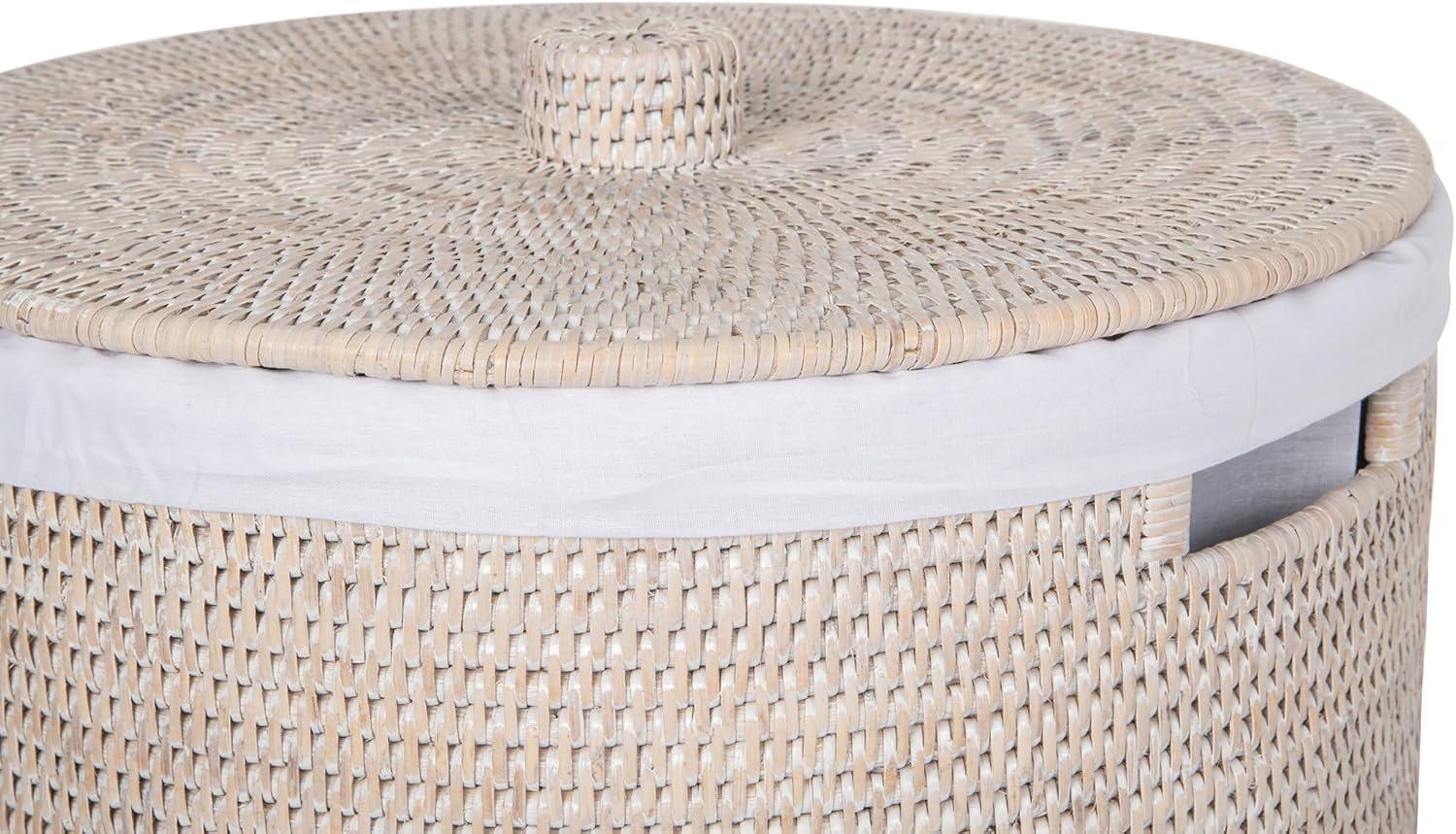 La Jolla Round Wicker Hamper with Lid and Liner