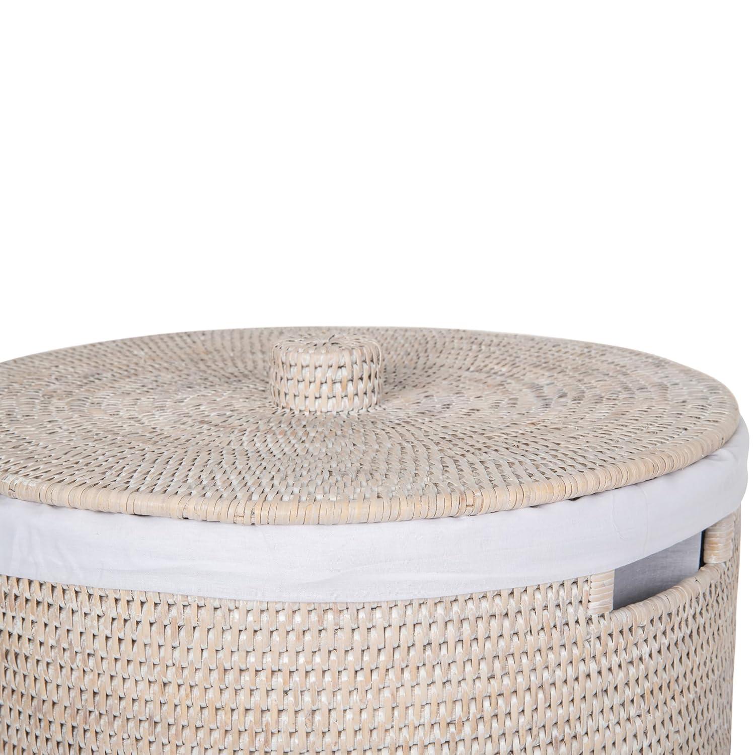 La Jolla Round Wicker Hamper with Lid and Liner