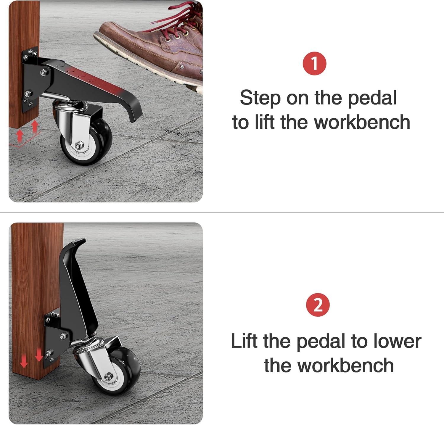 Heavy Duty Steel Workbench Casters with Urethane Wheels, Set of 4