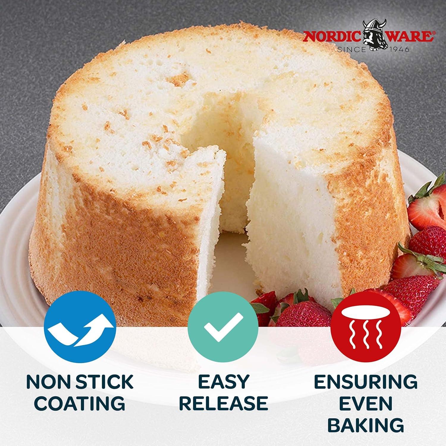 Silver Aluminum Non-Stick Angel Food Cake Pan with Cooling Feet