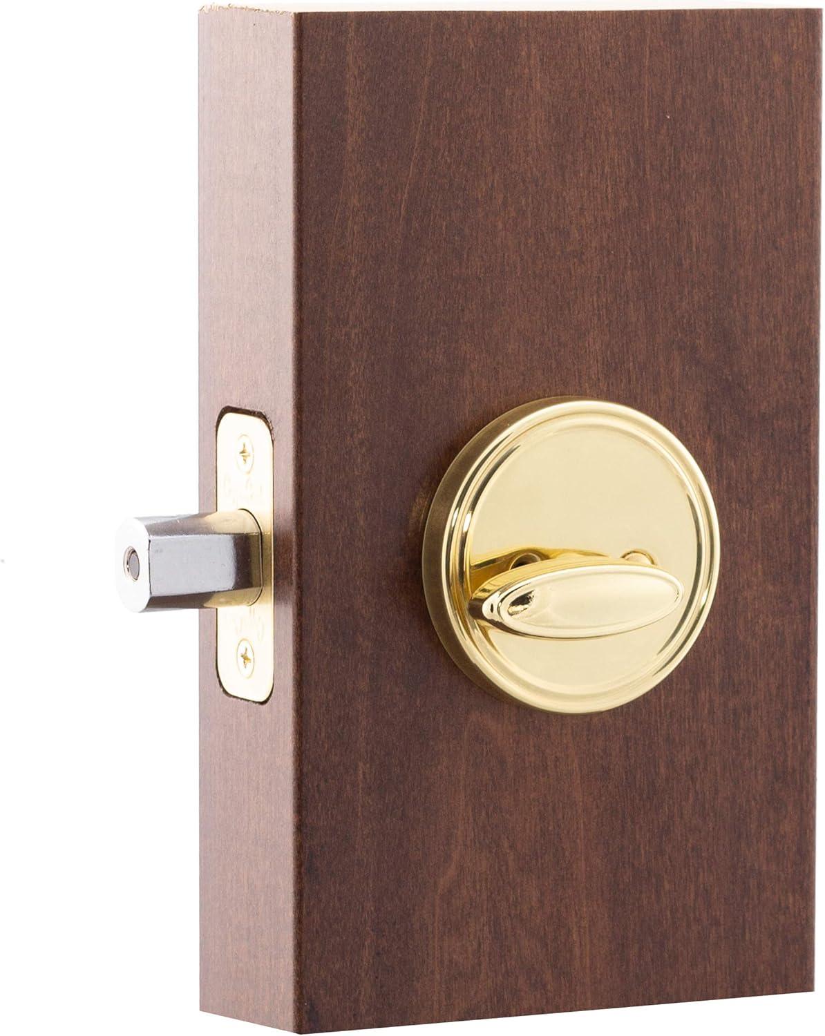 Design House 727438 Single Cylinder 6-Way Universal Deadbolt with Latch Polished Brass