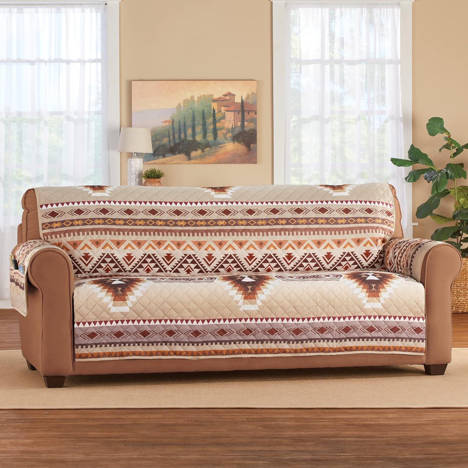 Collections Etc Quilted Neutral Southwest Aztec Furniture Cover