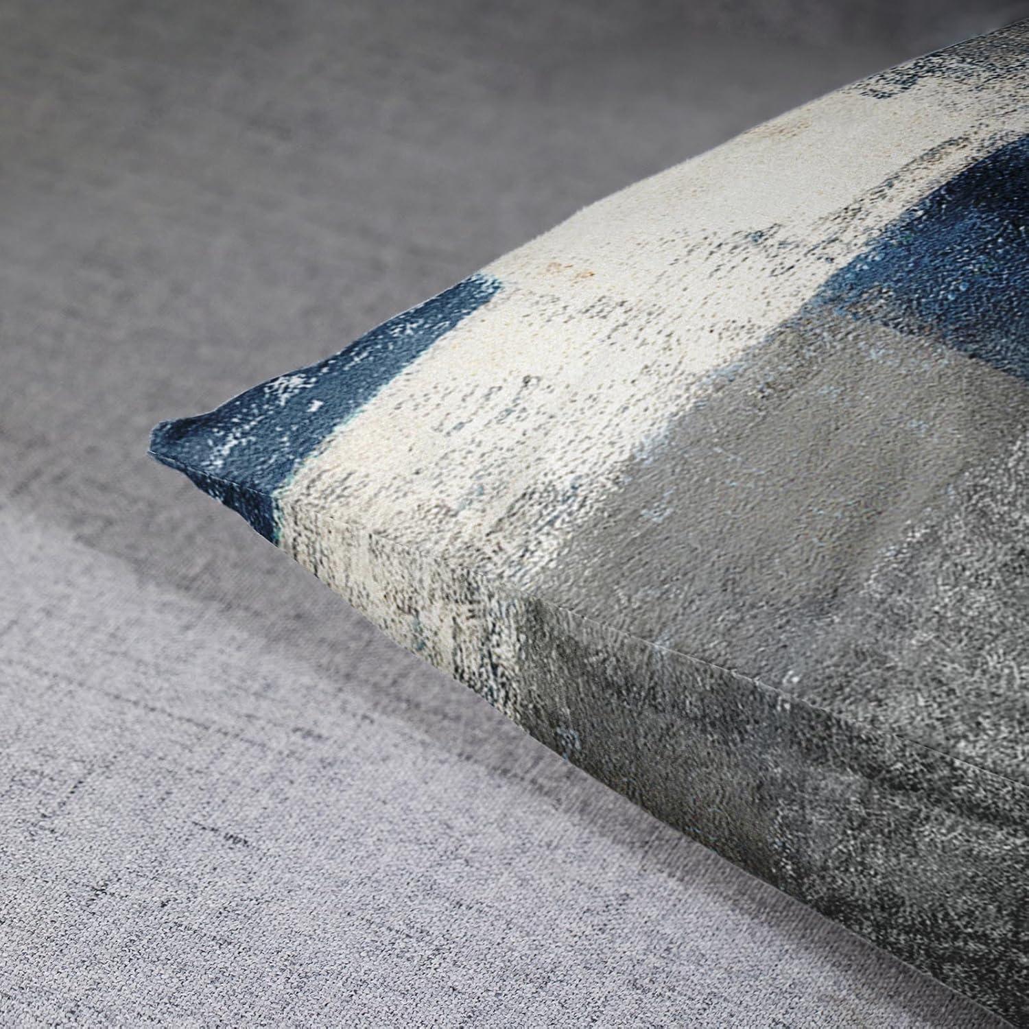 Emvency Set of 2 Blue White and Gray Throw Pillow Covers Modern Abstract Painting Decorative Sofa Pillow Cases Home Decor Standard Square 16x16 Inches Pillowcases