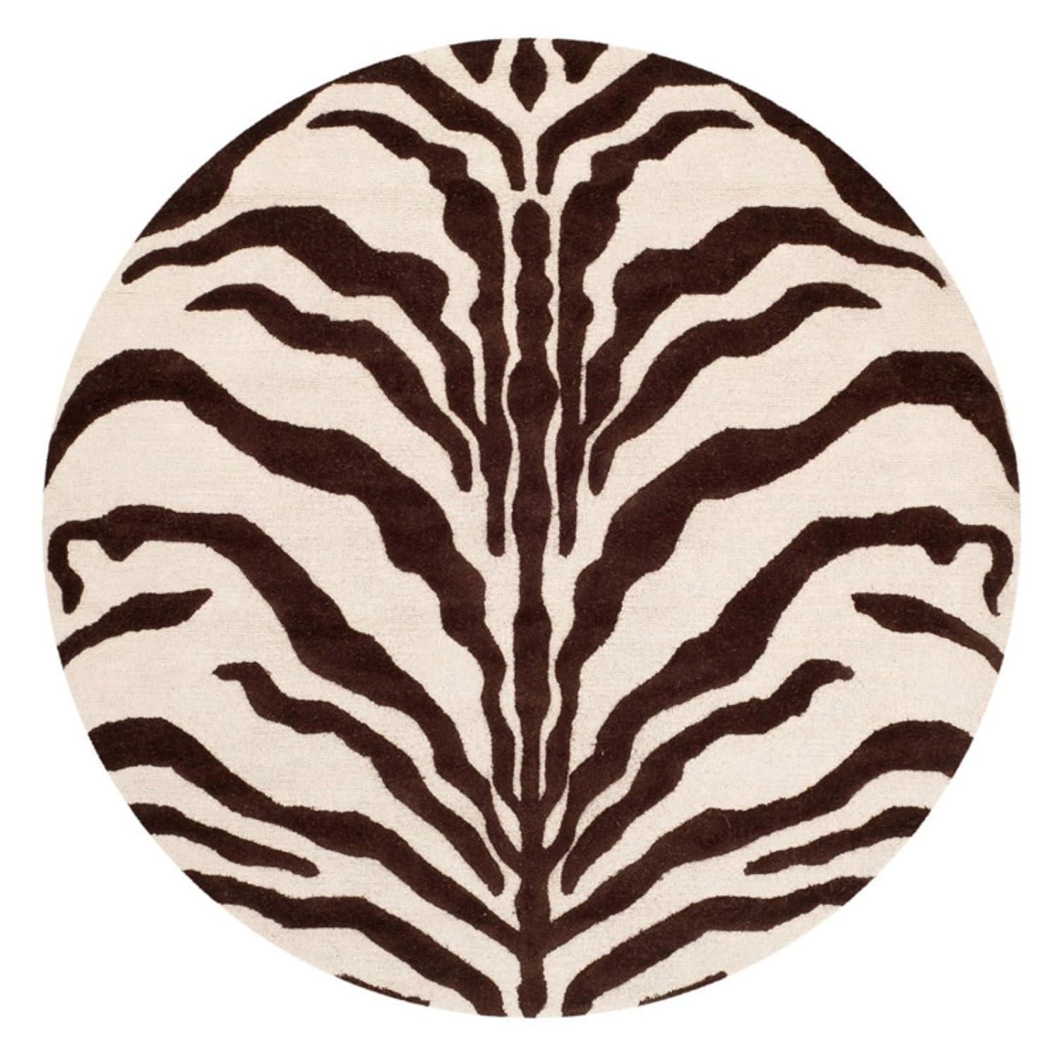SAFAVIEH Cambridge Leah Animal Stripes Wool Area Rug, Ivory/Brown, 5' x 8'