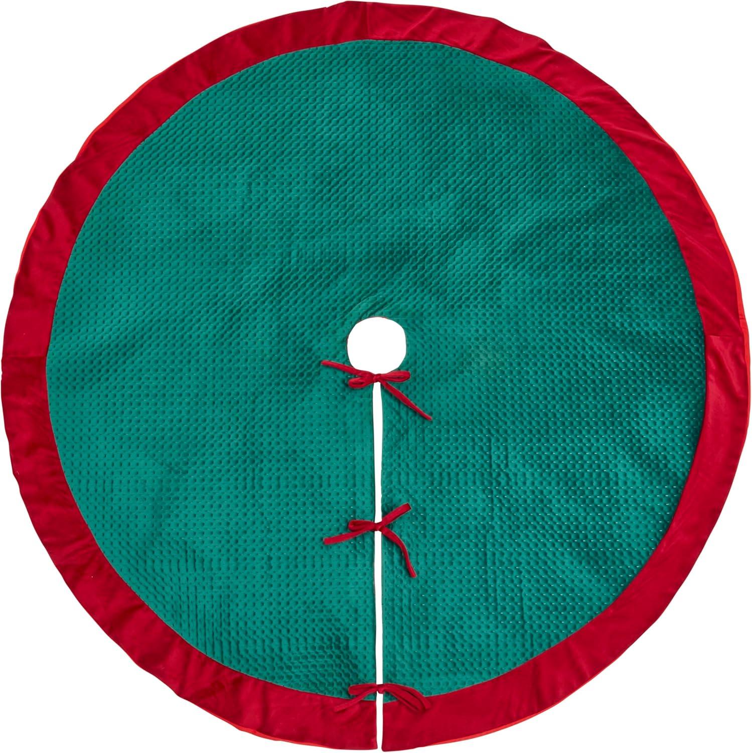 Red and Green Pinsonic Velvet 60" Tree Skirt