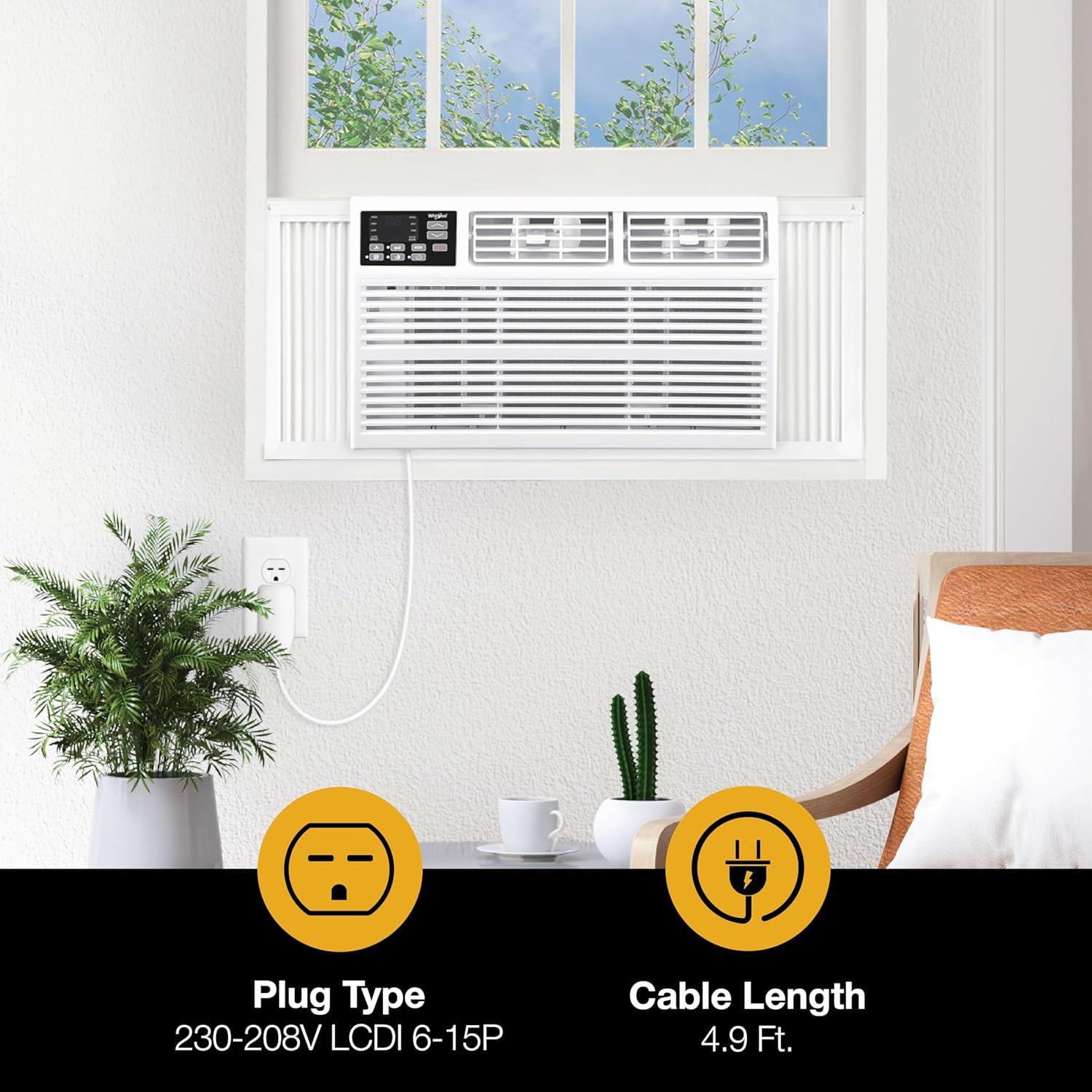Whirlpool 24,000 BTU 230V Window-Mounted Air Conditioner with Remote Control
