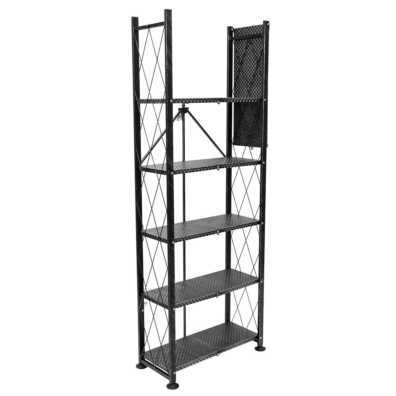 Origami Foldable 6-Shelf Classic Stamped Steel Bookcase