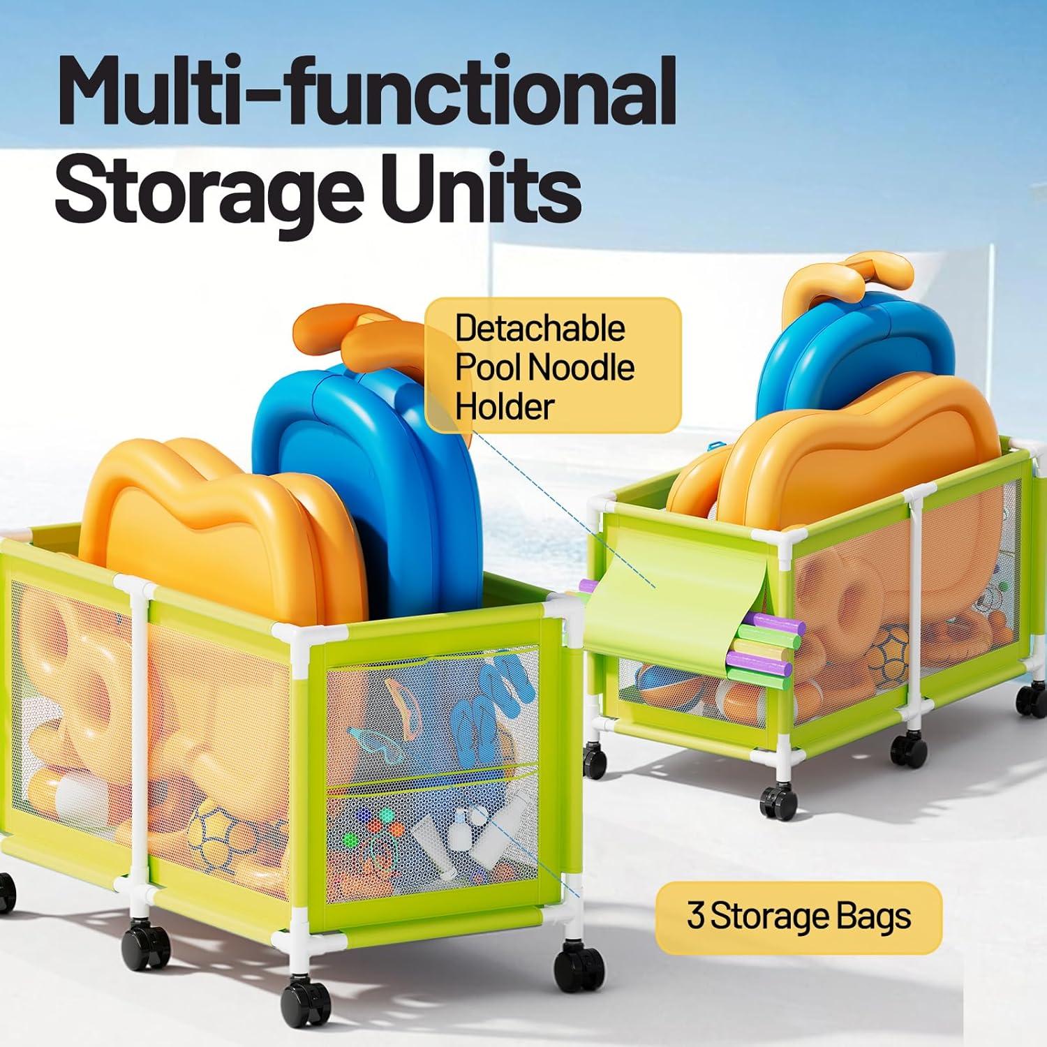 Rebrilliant 007D93BB8F684D4CA4067711D7E12131 Extra Large Pool Storage Bin, 235 Gallons, Waterproof & Heat-Resistant Pvc Mesh, Easy Assembly, 69" L X 32" W X 35" H, Vitality Mint