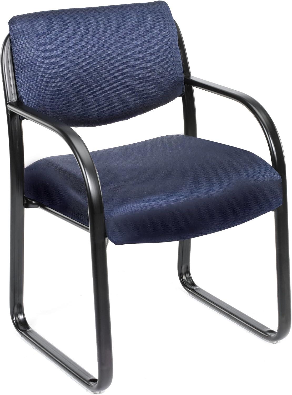 Sled Base Guest Chair Blue - Boss: Sturdy Metal Frame, Padded Back & Seat, Fixed Height