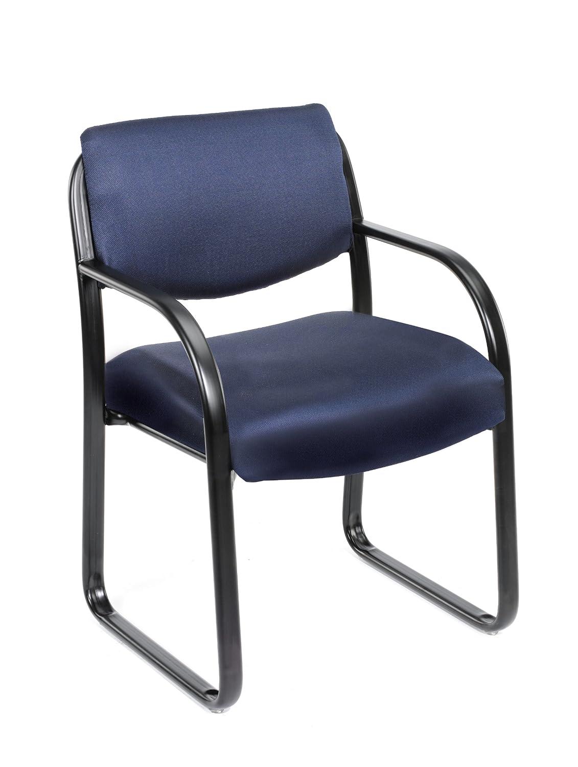 Sled Base Guest Chair Blue - Boss: Sturdy Metal Frame, Padded Back & Seat, Fixed Height