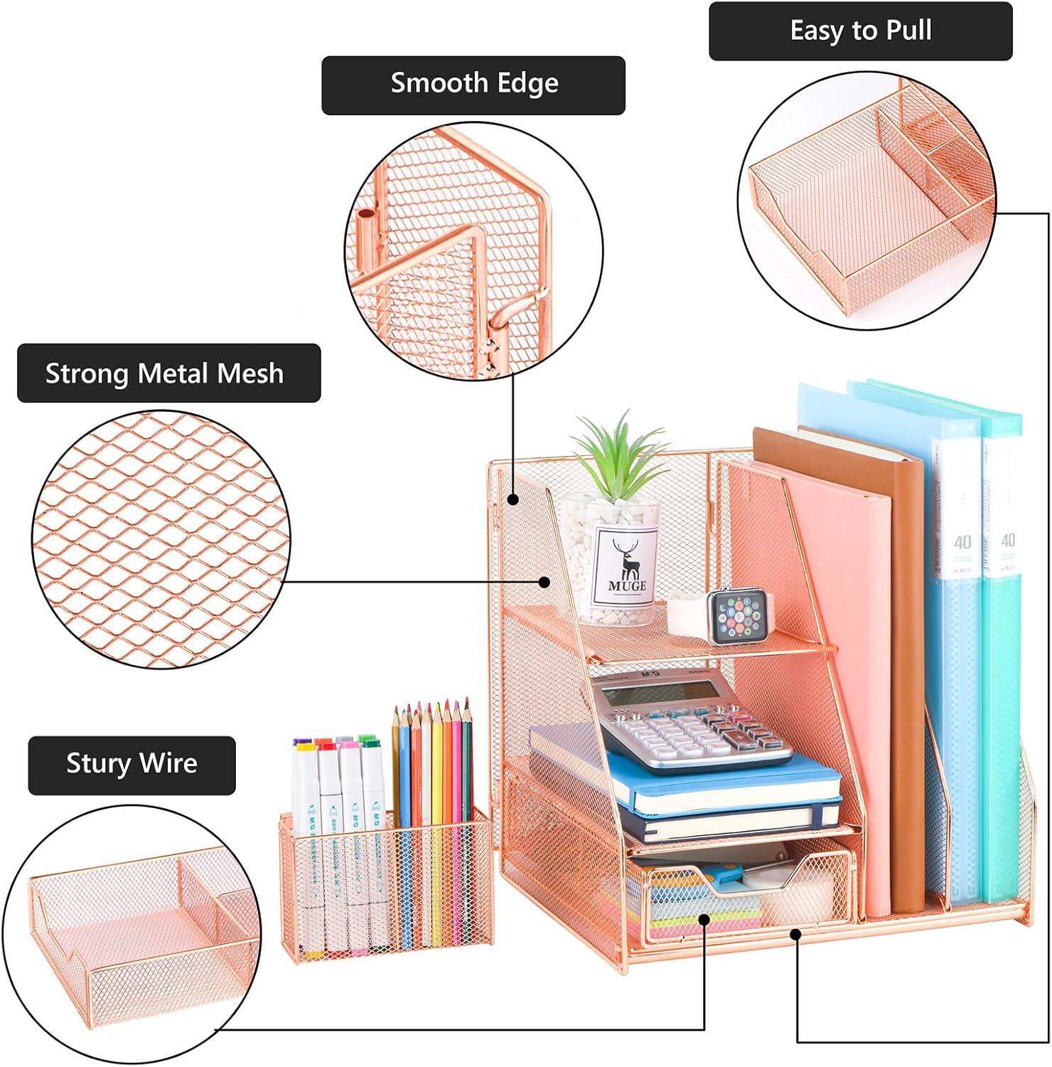 Desktop Storage Rack, with Pen Holder, Mobile Phone Holder, Sticky Notes and Clip Storage-DIY Office and Home Accessory Box