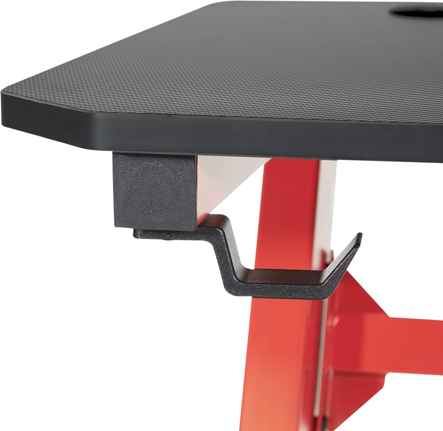 Ghost Battlestation Gaming Desk in Matte Black Top and Red Legs