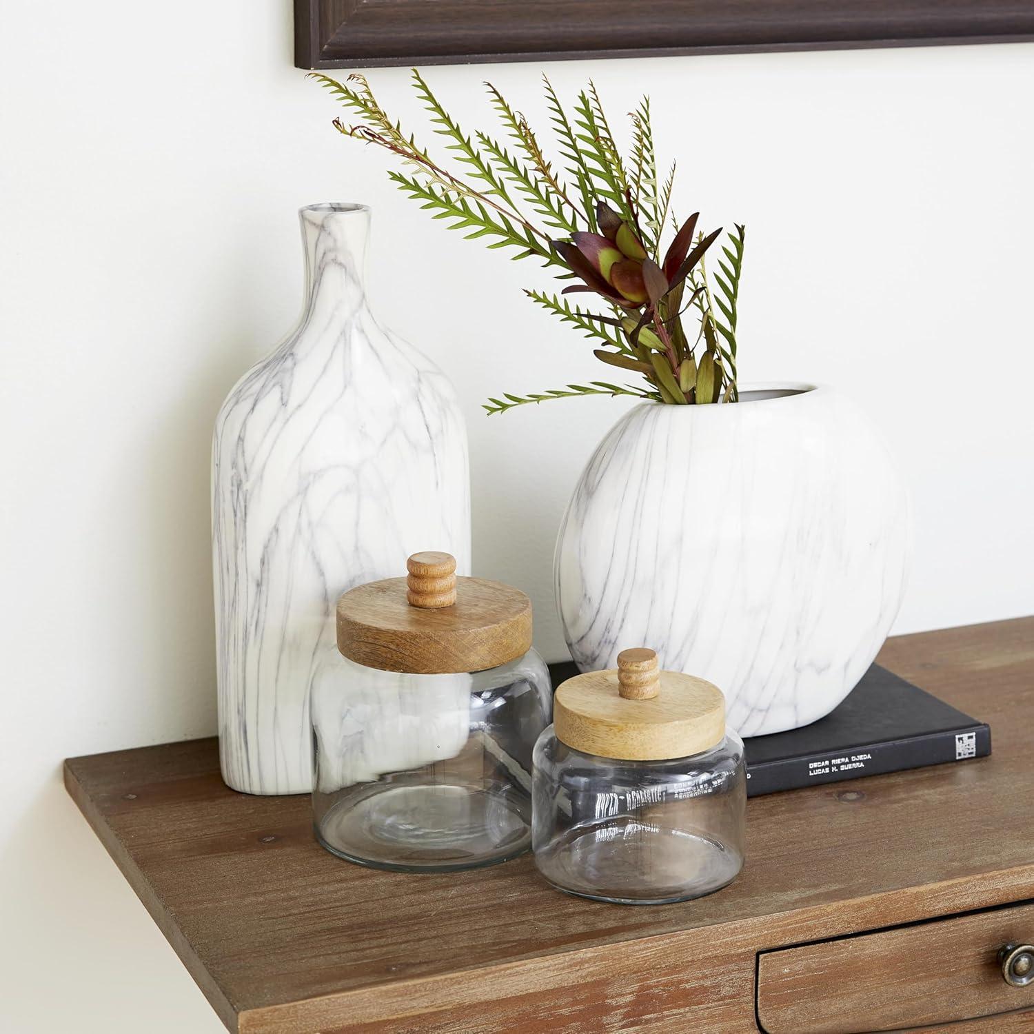 DecMode 5" x 6" Clear Glass Canisters with Wood Lids, 2-Pieces