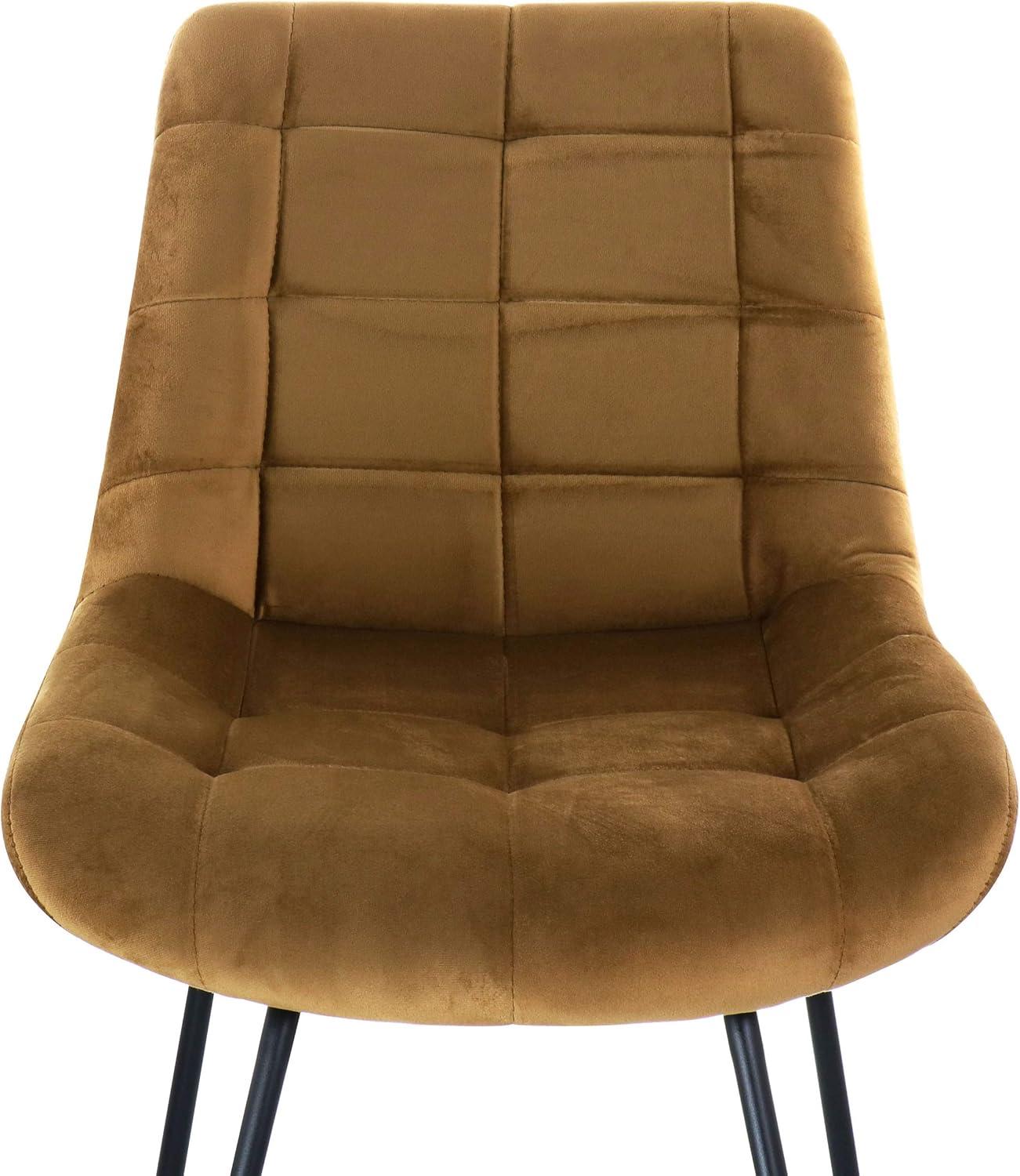 Elama Tufted Chair in Brown with Metal Legs (Set of 2)